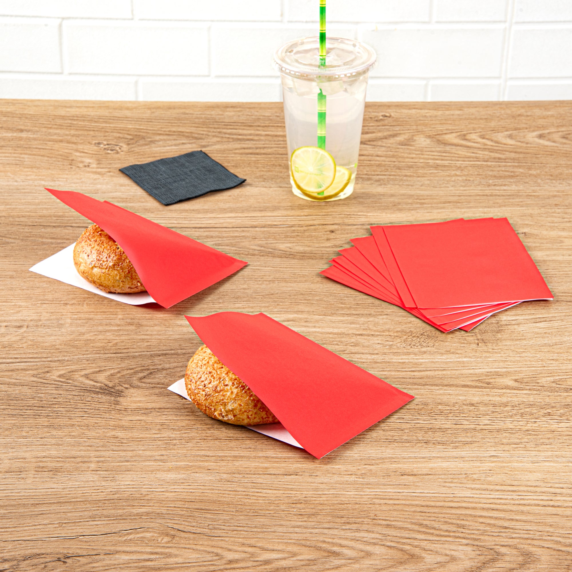 Red Greaseproof Paper Bags - Small Double Open Food Bags (6.25