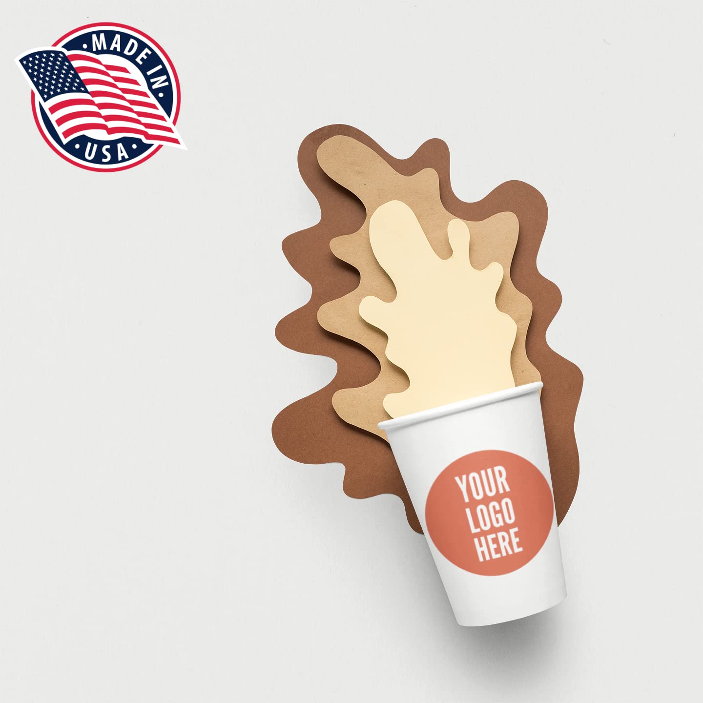 Custom Logo Coffee Cups 12oz (100 Pack) - Durable Personalized Paper Cups for Hot & Cold Drinks - Ideal for Coffee Shops, Offices & Small Businesses - Branding & Promotional Use