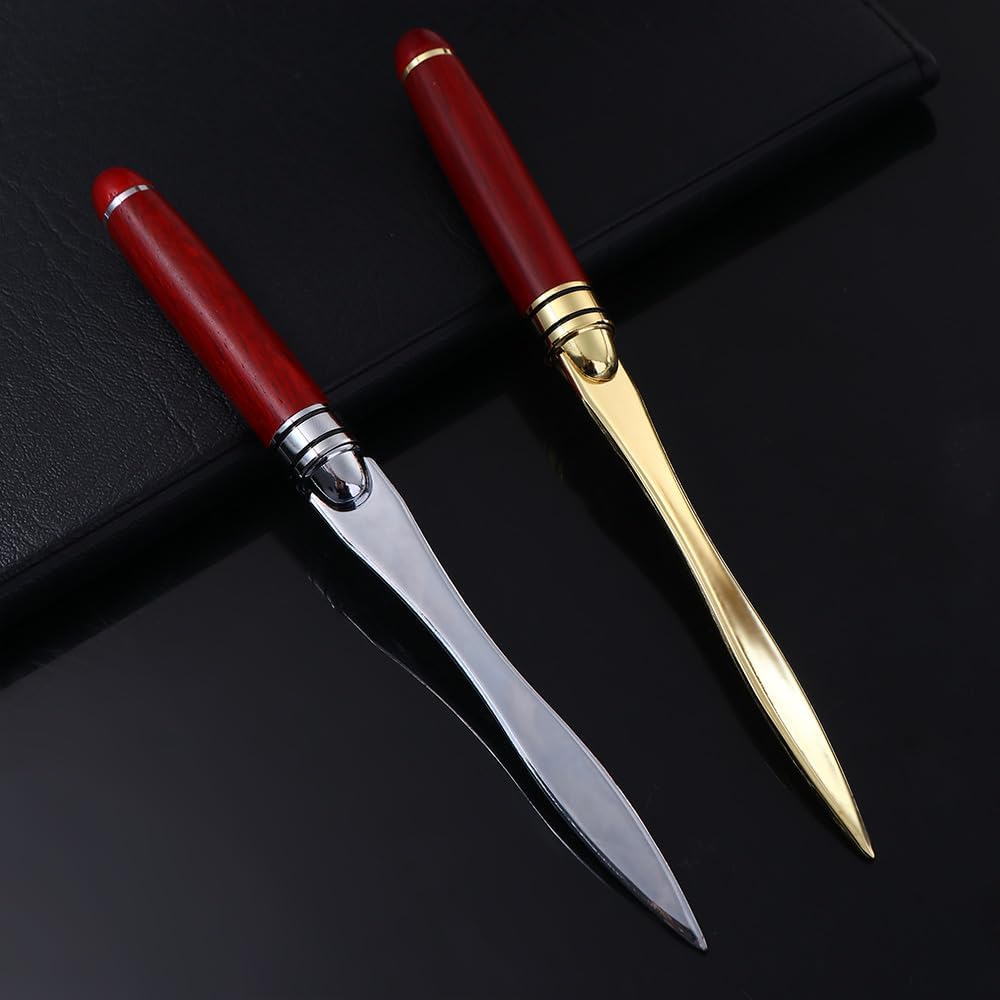 Premium Gold Letter Opener - Elegant Wooden Handle Paper Cutter for Envelopes, Mail & DIY Crafts | Perfect for Office, Home, School & Stationery Lovers