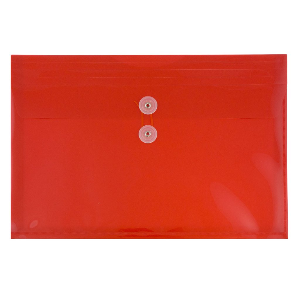 JAM PAPER Plastic Envelopes with Button Closure - 9.75x13 Inch - 12 Pack for Letters & Booklets