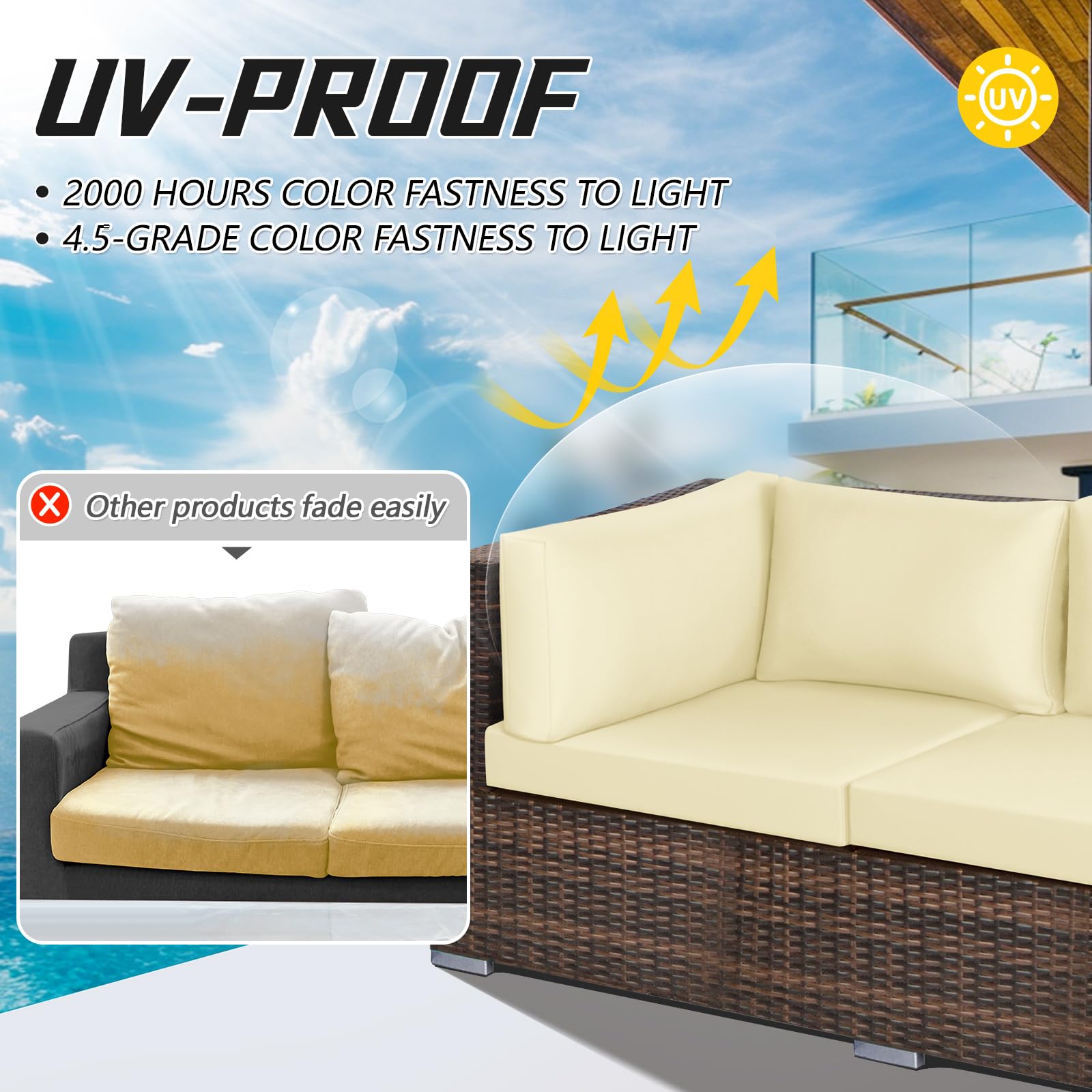 Patelai 11-Piece Outdoor Sectional Cushion Covers - Waterproof Patio Furniture Slipcovers for Sofa & Couch (3 Sizes, Beige) - Perfect for Backyard, Deck, Poolside & Garden Furniture Protection