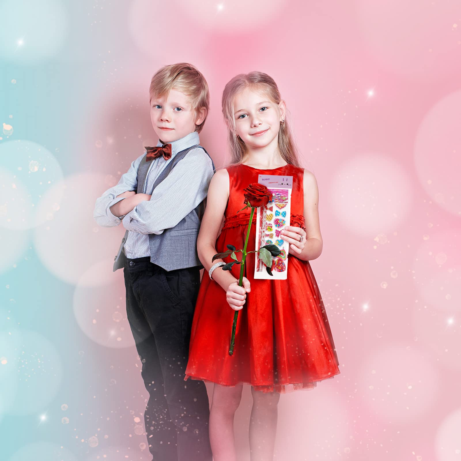 28-Pack Valentine's Day Stationery Set for Kids - Assorted Cards, Stickers & Classroom Gifts | Perfect for School Exchanges, Party Favors & Teacher Rewards | Fun Valentine's Gifts for Classmates & Friends
