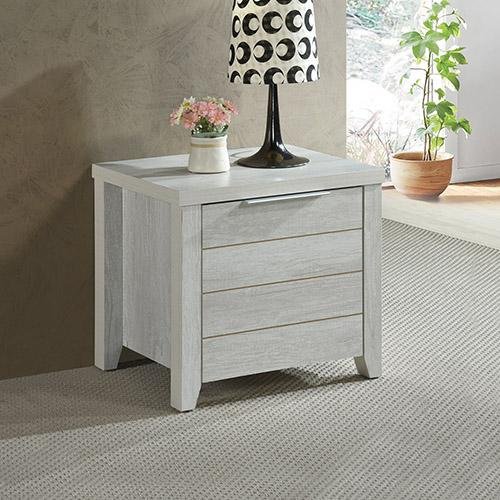 Modern White Ash Cielo Bedside Table with Drawer - Nightstand for Bedroom, Living Room, or Office - Compact Storage Solution with Sleek Design