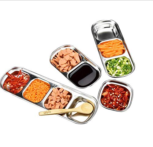 4-Piece Stainless Steel Dipping Sauce Dish Set - Small Condiment Bowls for Soy Sauce, Ketchup, Mustard - Perfect for Appetizers, Sushi, Dumplings & Party Snacks