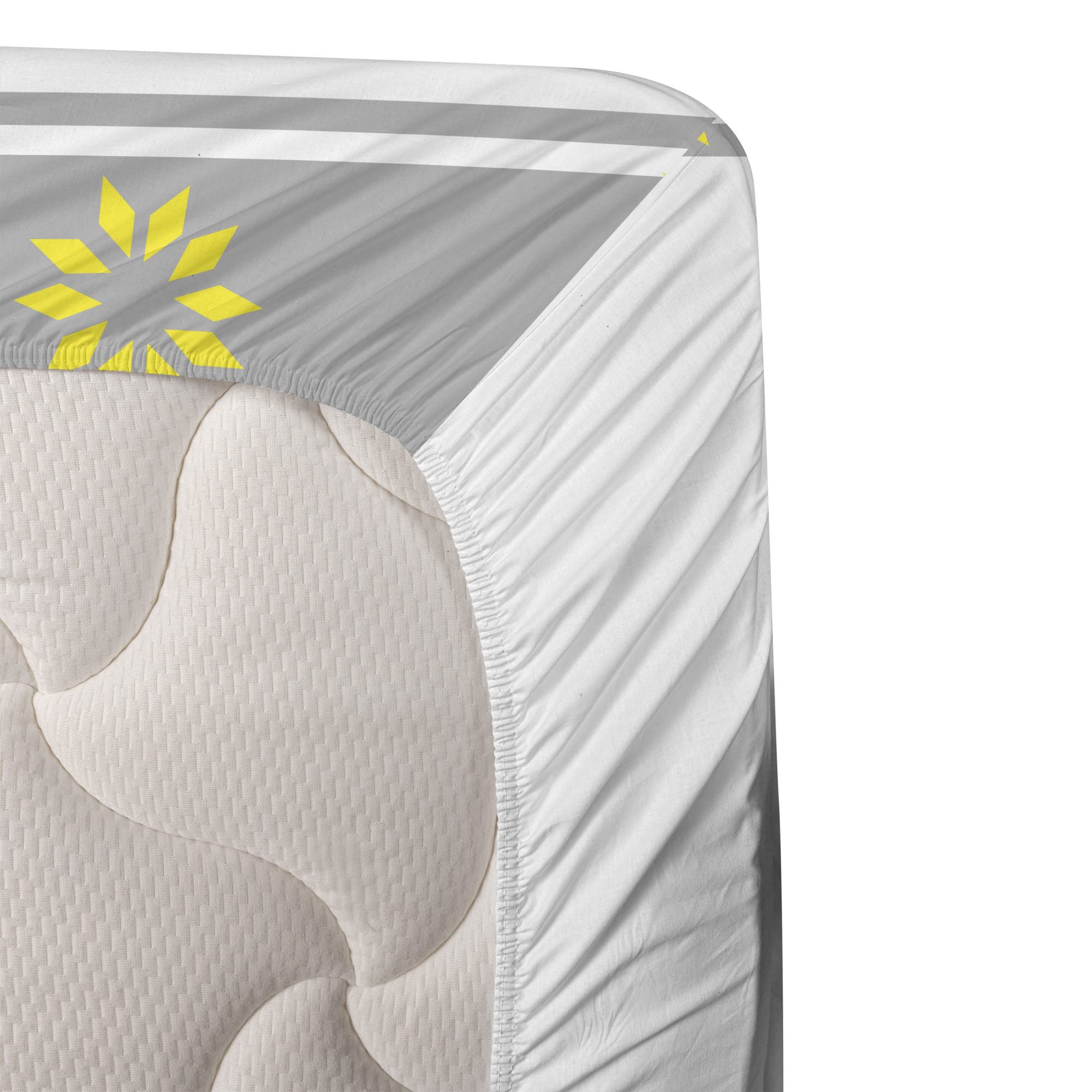 Ambesonne Grey and Yellow 4-Piece King Sheet Set - Modern Futuristic Geometric Floral Border, Fitted & Flat Sheets with Pillowcases - Pale Grey Marigold Bedding for Contemporary Bedrooms