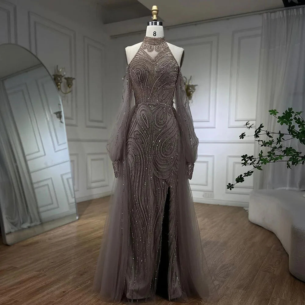 Serene Hill Turquoise Mermaid Elegant Beaded Evening Gown with Overskirt for Women - Luxury Wedding Party Dress 2025 LA72298 | Perfect for Formal Events, Galas & Special Occasions