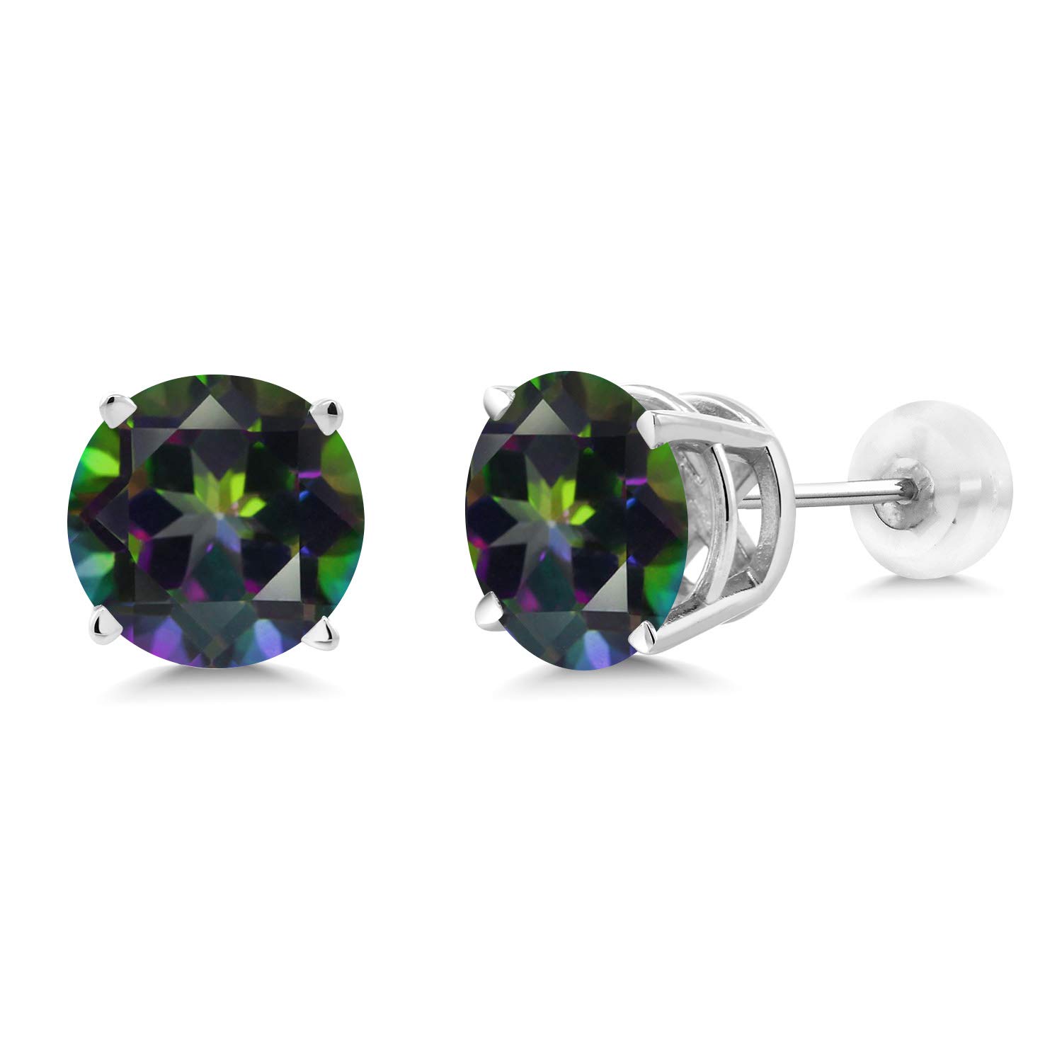 14K Solid Gold Round Gemstone Birthstone Stud Earrings for Women & Men | 8MM Round Cut | Perfect Gift for Anniversary, Birthday & Everyday Wear | Hypoallergenic & Tarnish-Free