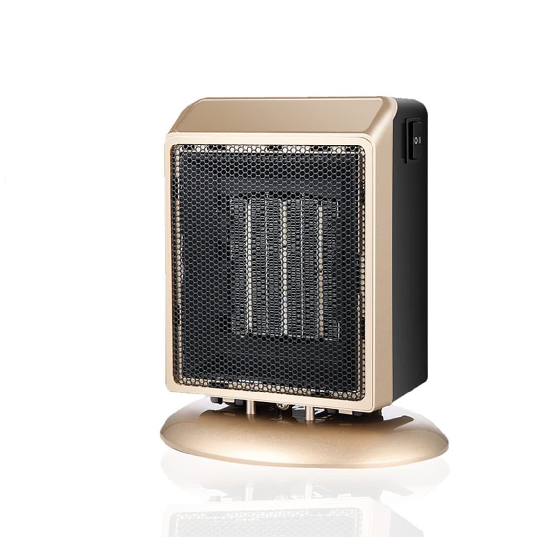 900W Mini Portable Electric Heater - Gold Desktop Space Heater for Home & Office, Wall Mountable Handy Warm Air Fan - Perfect for Bedroom, Study Room and Small Spaces