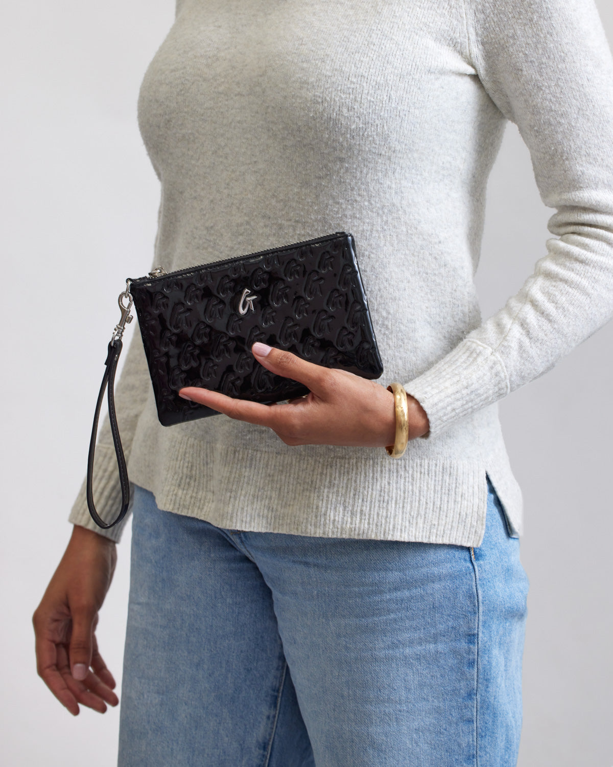 Mini Monogram Silver Wristlet Mirror Black - Stylish Crossbody Bag for Women, Perfect for Parties, Dates & Night Out