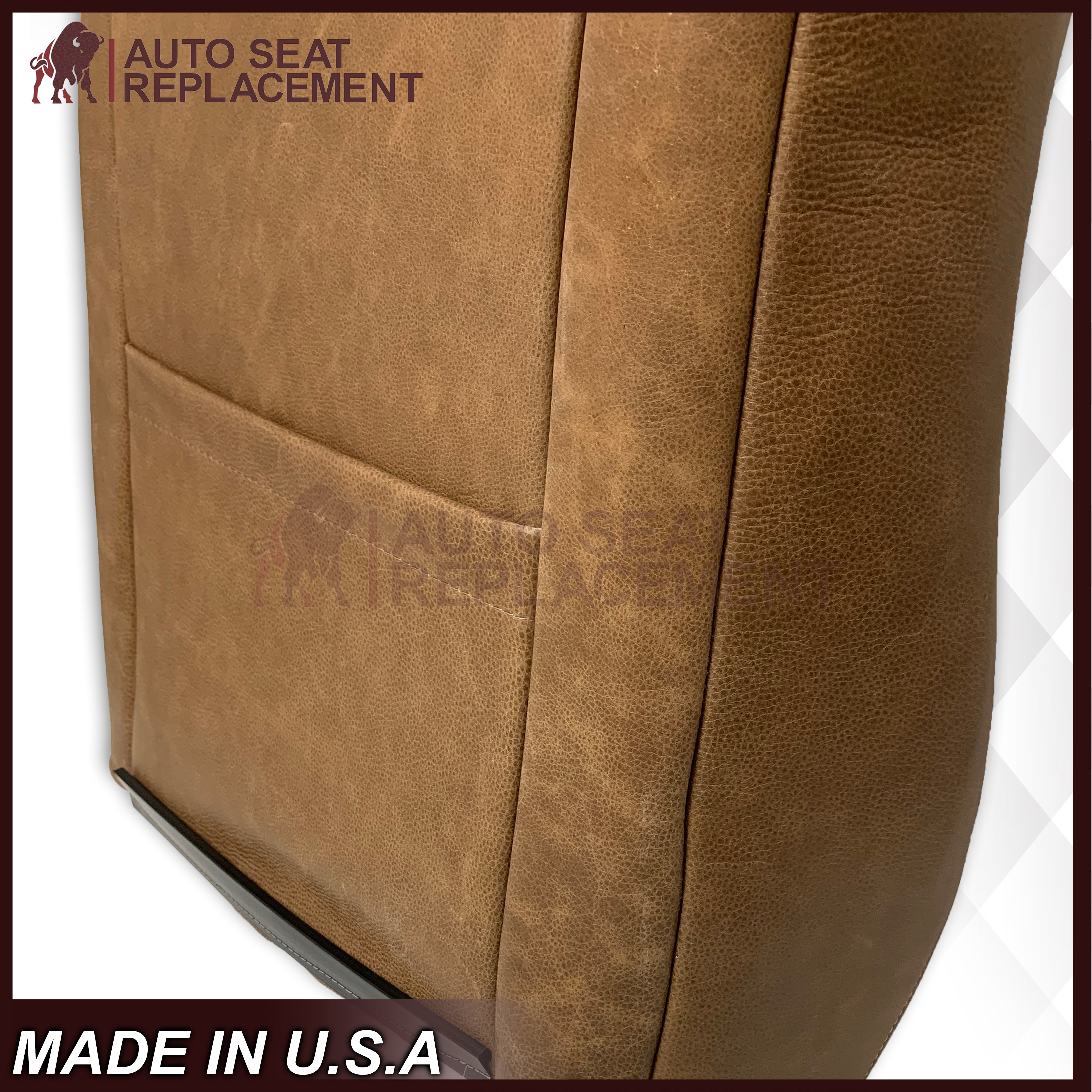 2007 Ford F250 F350 King Ranch Genuine Cowhide Leather Front Seat Covers with Outlaw '63 Logo - Premium Replacement for Truck Seats - Perfect for Restoration & Off-Road Adventures