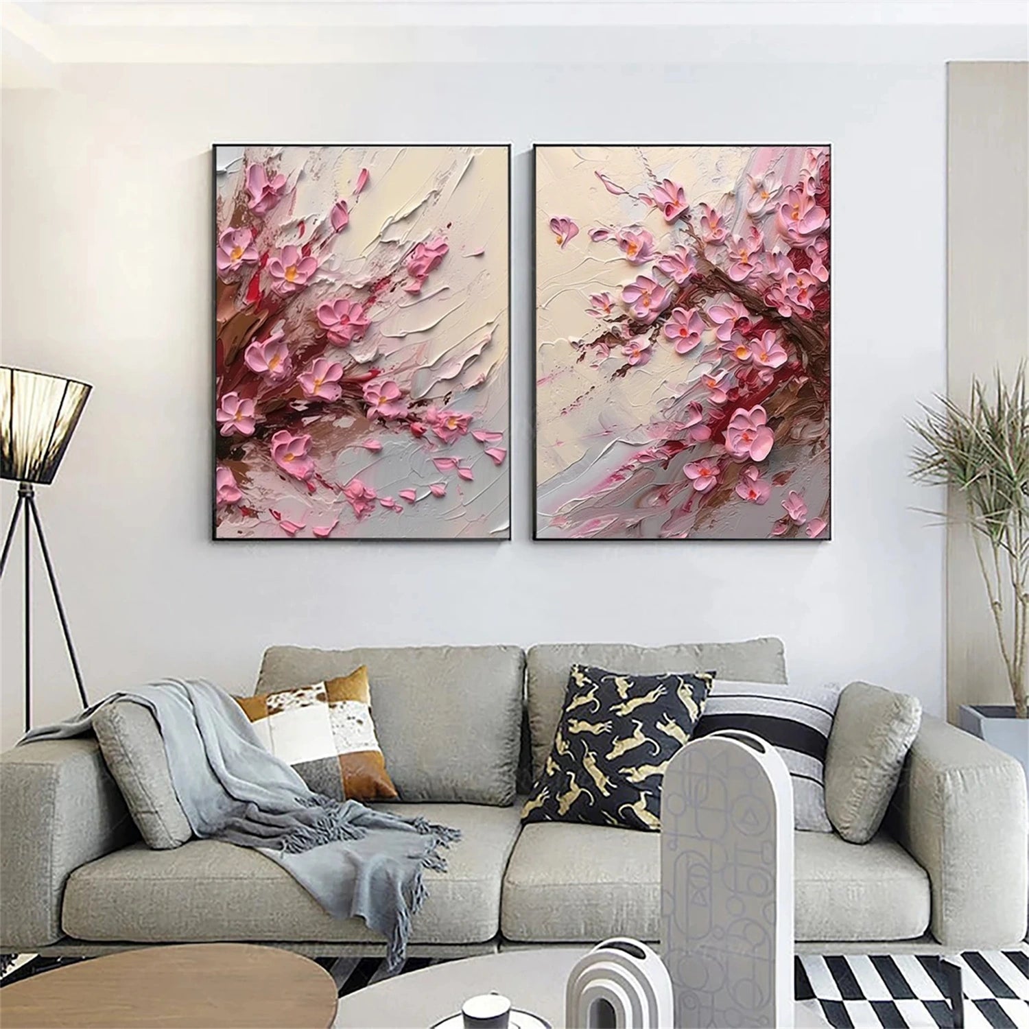 Flower and Tree Painting Set of 2 - Premium Wall Art Decor for Living Room, Bedroom & Office | #FT145