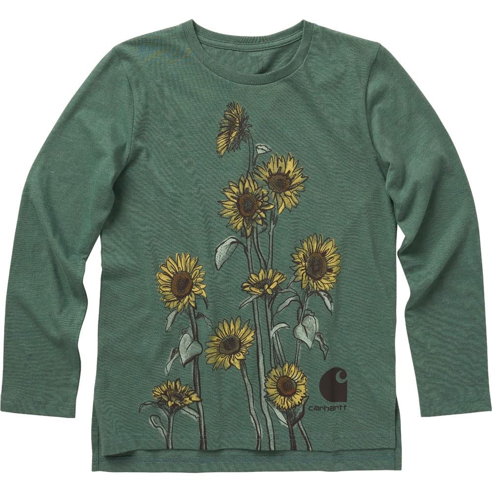 Carhartt Girls' Long Sleeve Graphic T-Shirt - Soft Cotton Tee with Fun Prints for School, Play & Everyday Wear