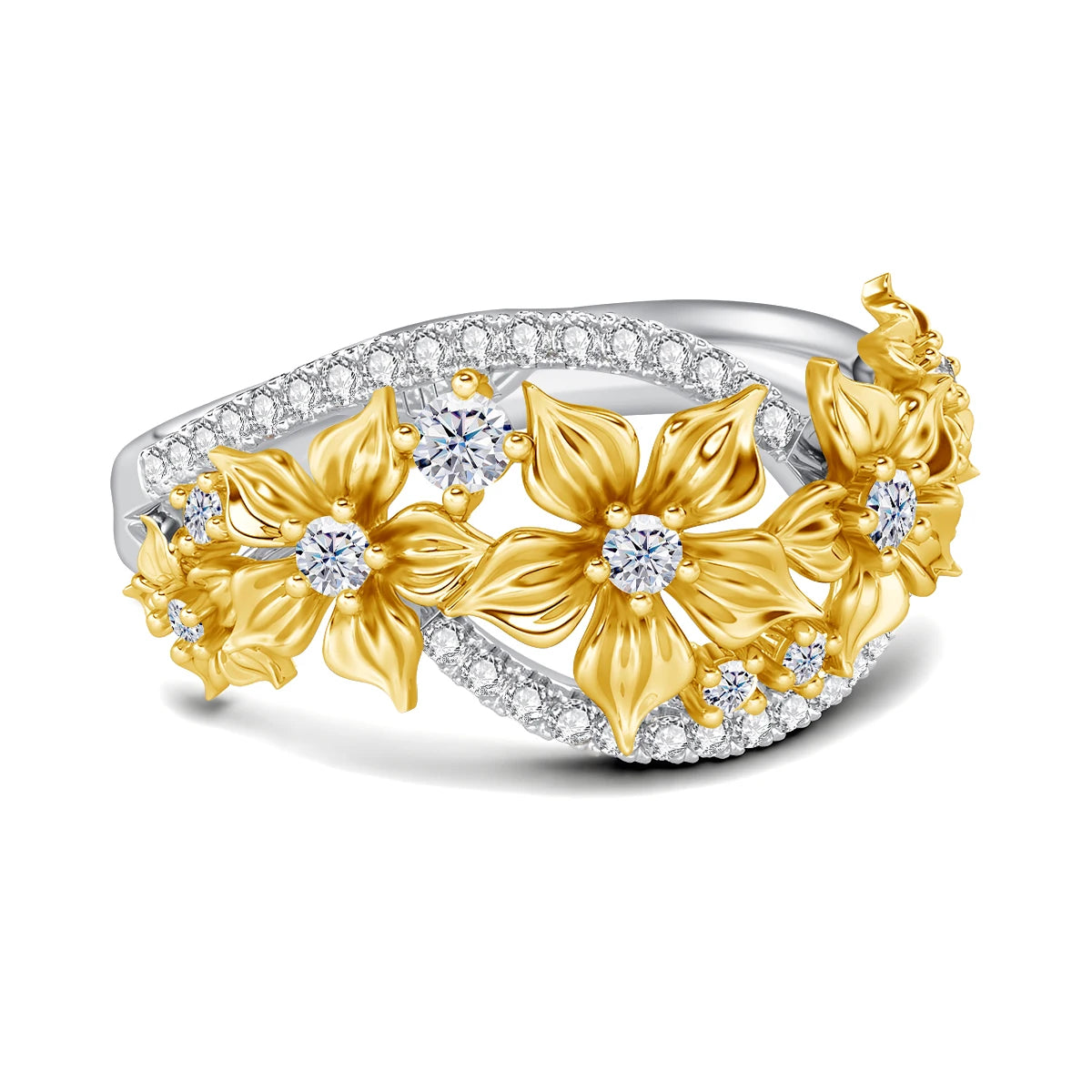 Luxury Moissanite Flower Ring for Women - Certified Wedding Band, Engagement Party Jewelry - Perfect for Bridal, Anniversary & Special Occasions