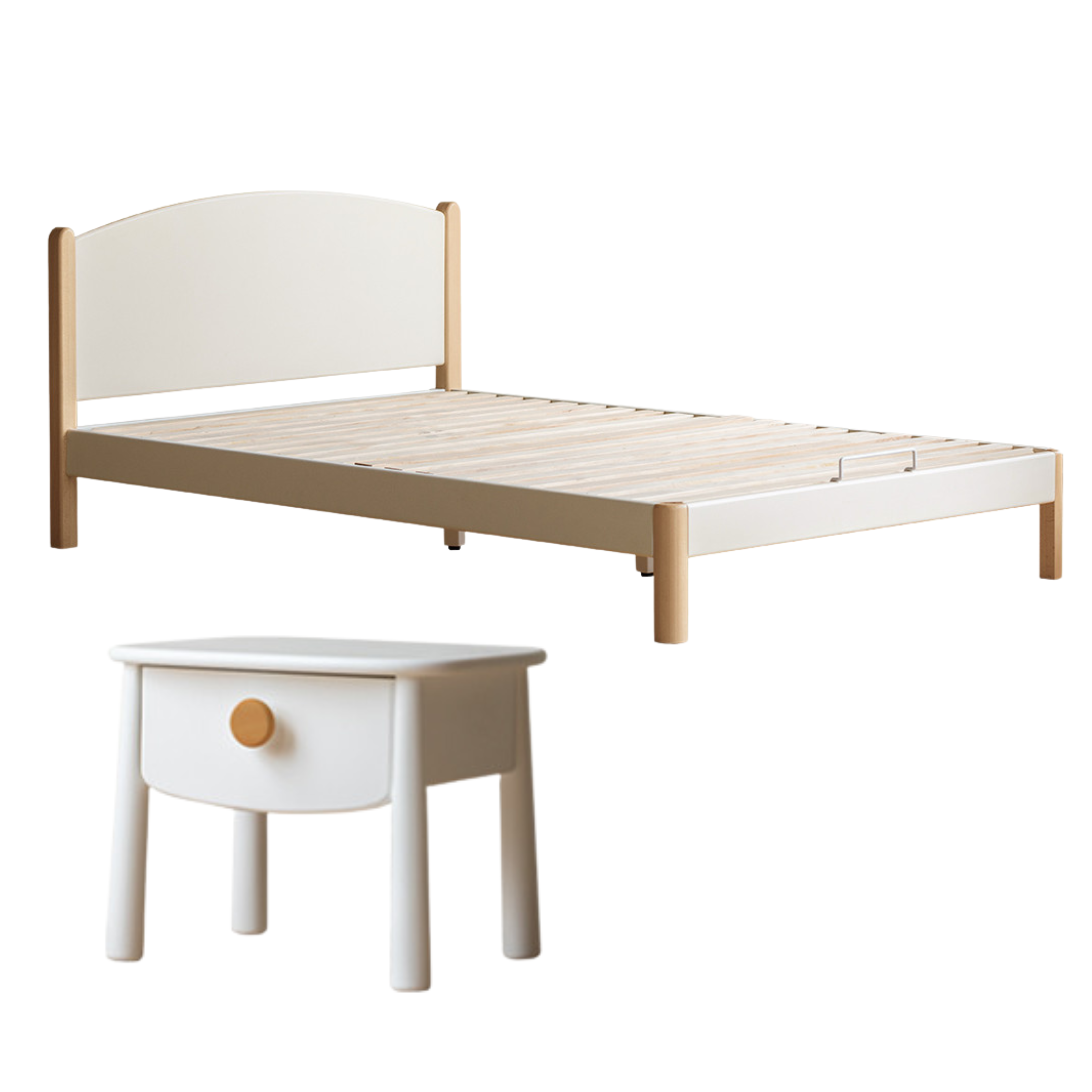 Solid Poplar Wood Kids Bed Frame - White - Durable & Safe for Toddler & Children's Bedroom, Nursery, or Guest Room