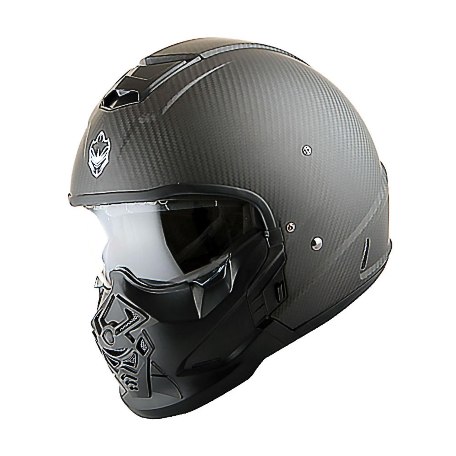 Martian Genuine Carbon Fiber Motorcycle Helmet HB-B2 - DOT Approved Full Face & Open Face Glossy Black - Lightweight & Durable for Street Riding, Racing & Cruising