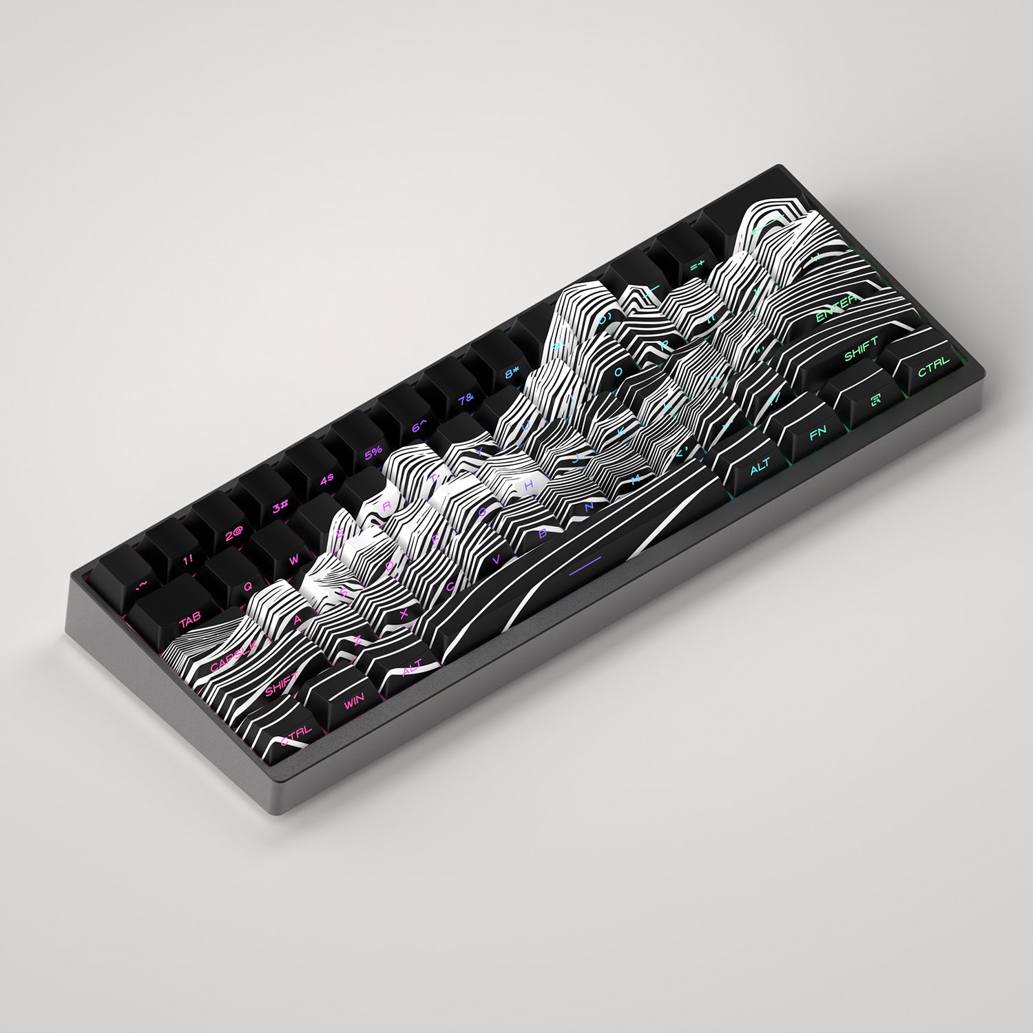Premium PBT Side-Engraved Translucent Keycaps Set - OEM Profile High Mountain Line Design for Mechanical Keyboards | Perfect for Gaming, Typing & Custom Builds