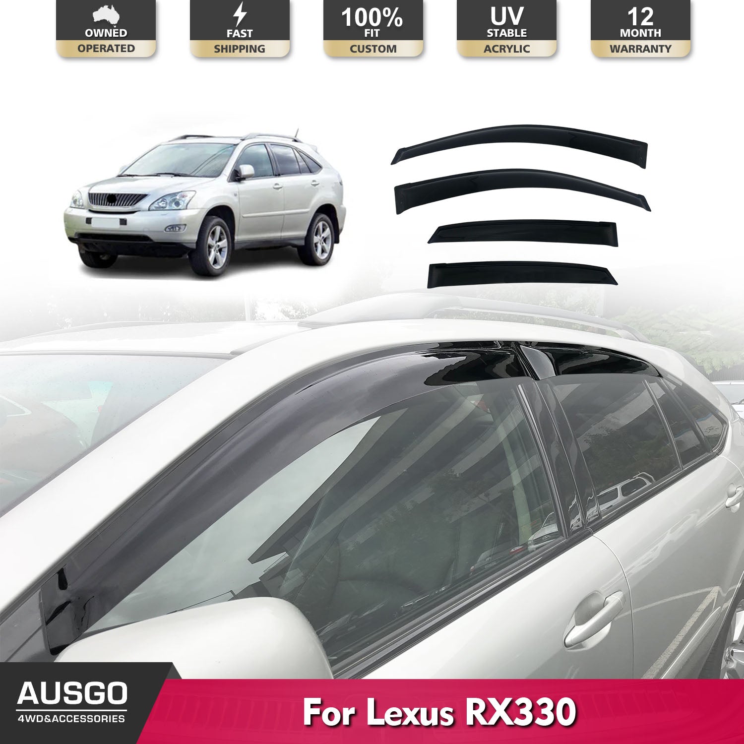 2003-2008 LEXUS RX330 Car Window Weather Shields | Rain Guards & Wind Deflectors | Perfect for All-Weather Protection & Noise Reduction