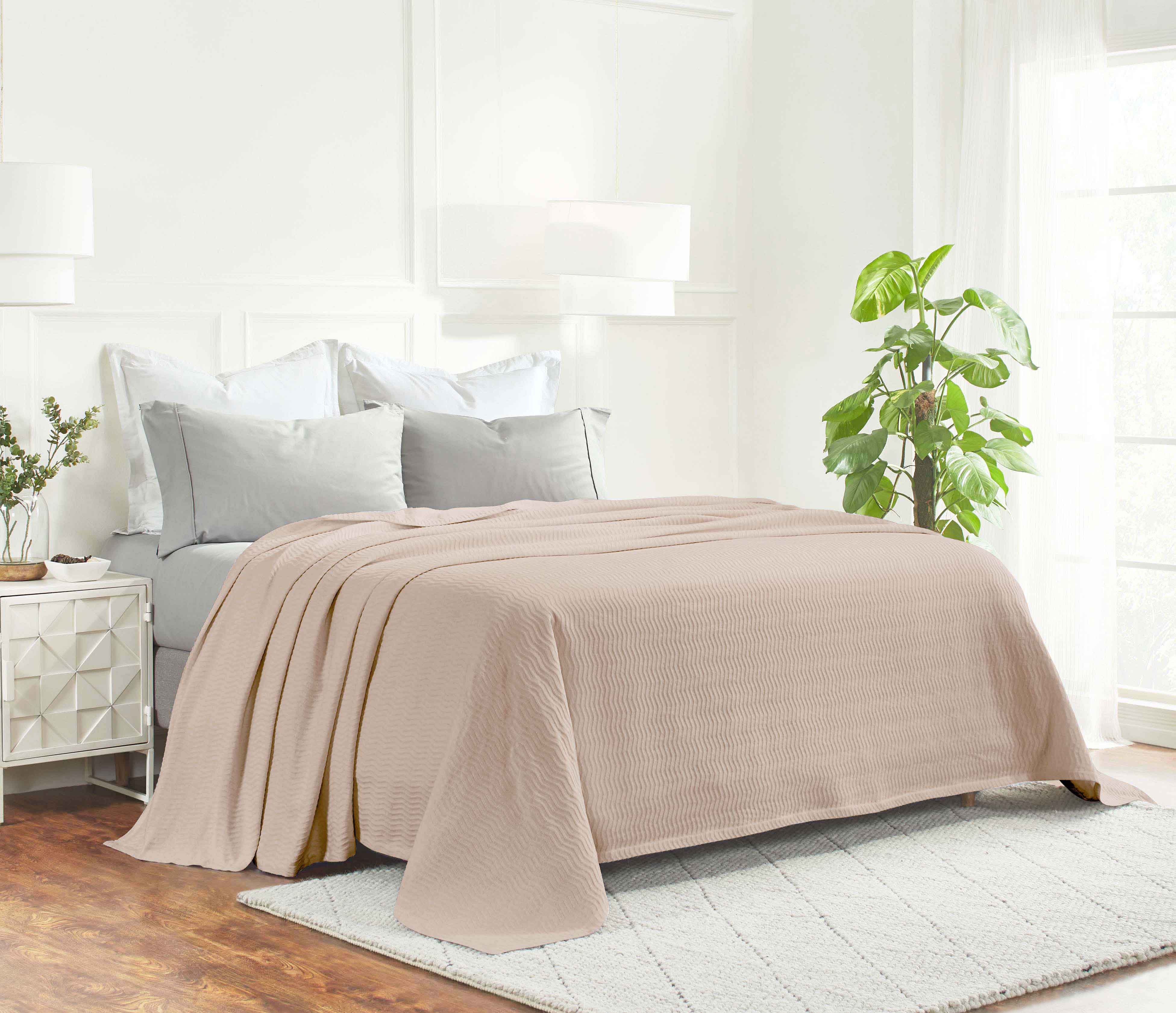 Jena Cotton Textured Chevron Lightweight Woven Blanket - Soft & Breathable Throw for Sofa, Bed & Outdoor Use - Cozy Home Decor & Picnic Essential