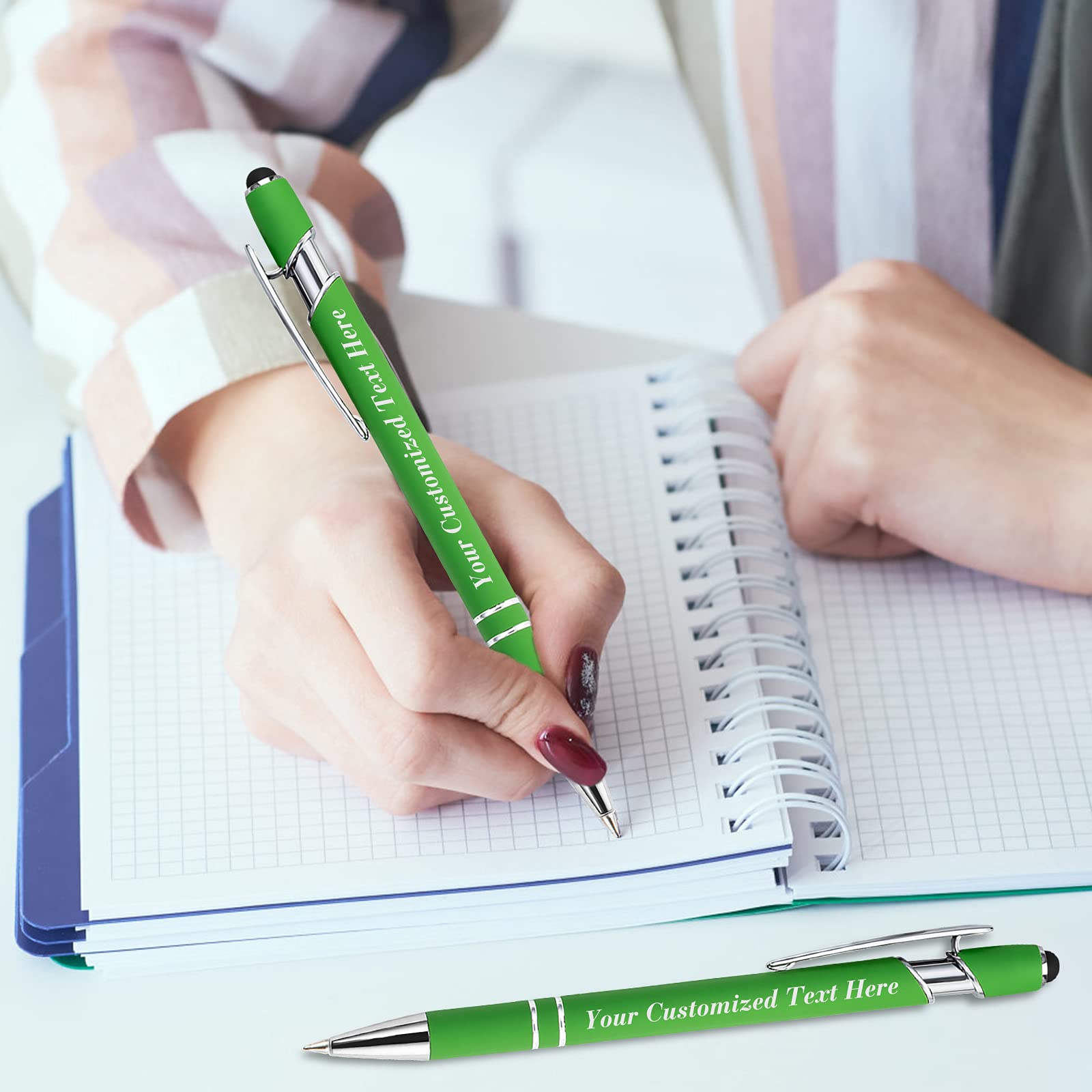 Custom Engraved Pens with Name - 0.5mm Stylus Ballpoint Pen for Office, School & Business Gifts (250PCS, Light Green) | Personalized Writing Tools for Men, Women & Corporate Promotions