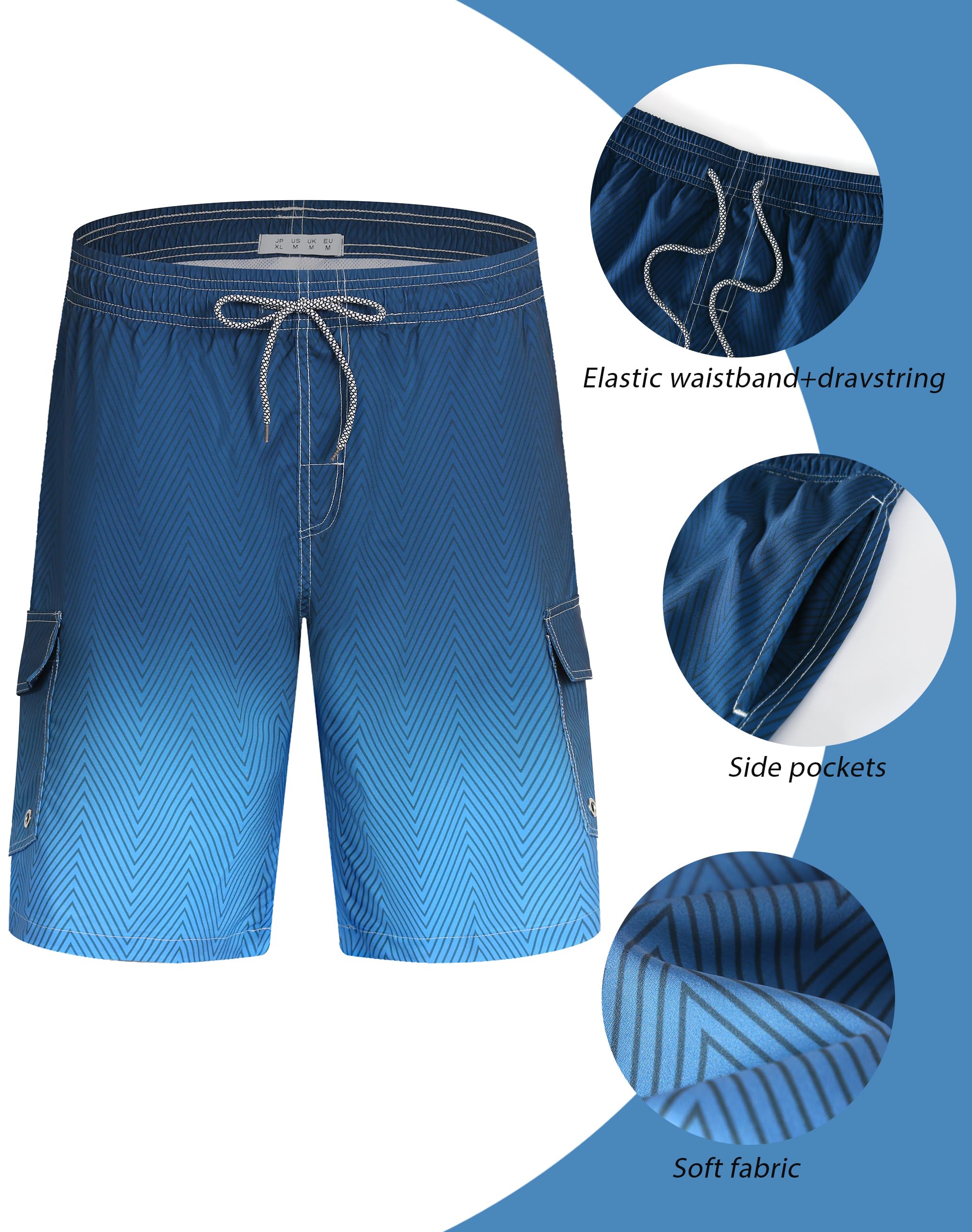 ELETOP Men's Quick Dry Swim Trunks - Performance Board Shorts with Mesh Lining for Swimming, Surfing & Beach Activities (Sizes S-4XL) - Perfect for Pool, Ocean & Summer Water Sports