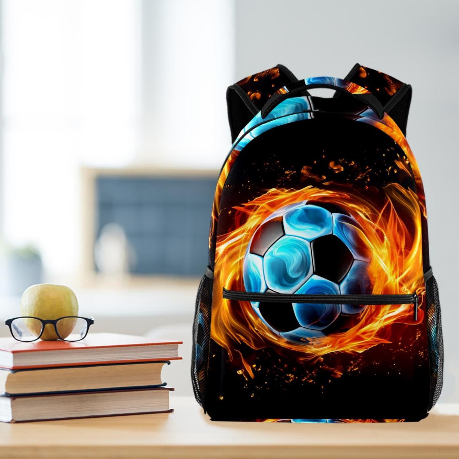 Best Travel & Work Backpack - Lightweight Durable Flaming Football Design - Perfect for Commuting, Hiking, and Business Trips