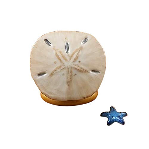 Authentic French Limoges Porcelain Figurine - Sand Dollar with Life Buoy Collectible | Elegant Home Decor, Gift for Beach Lovers & Collectors