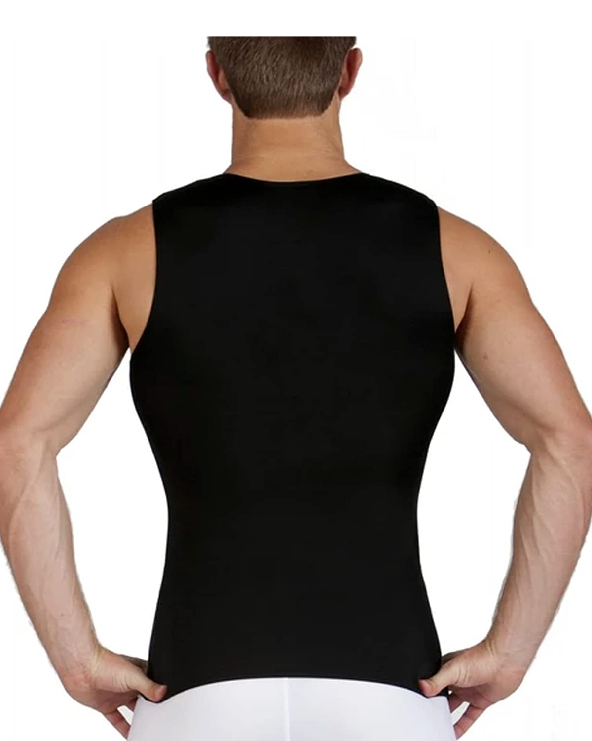 Insta Slim Men's Compression Body Shaper - 3 Pack Sleeveless V-Neck Shirt for Back Support, Gynecomastia & Hernias - Made in USA - Perfect for Workouts, Post-Surgery Recovery & Everyday Comfort