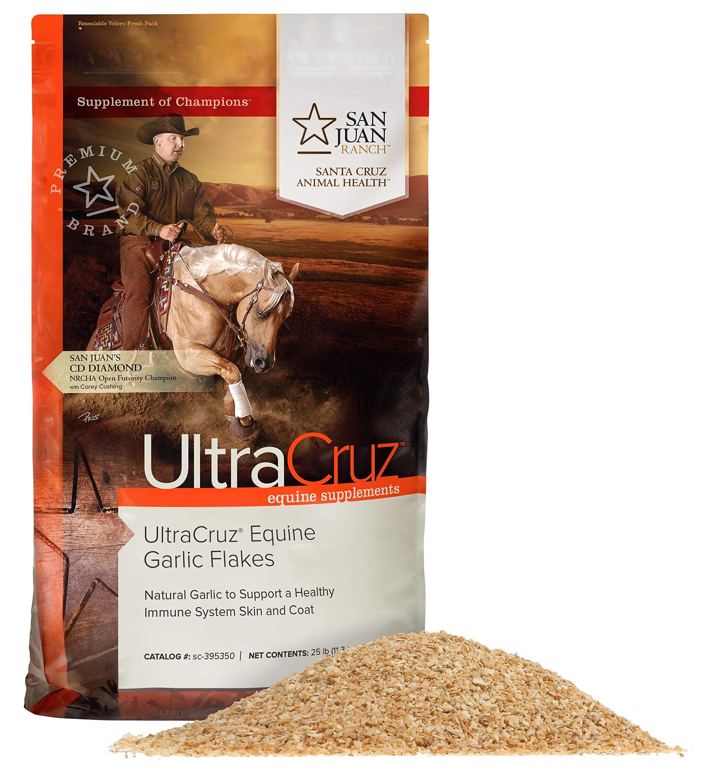 UltraCruz Equine Garlic Flakes Supplement for Horses - 25 lb | Natural Immune Support & Fly Repellent | Perfect for Daily Feeding & Pasture Grazing