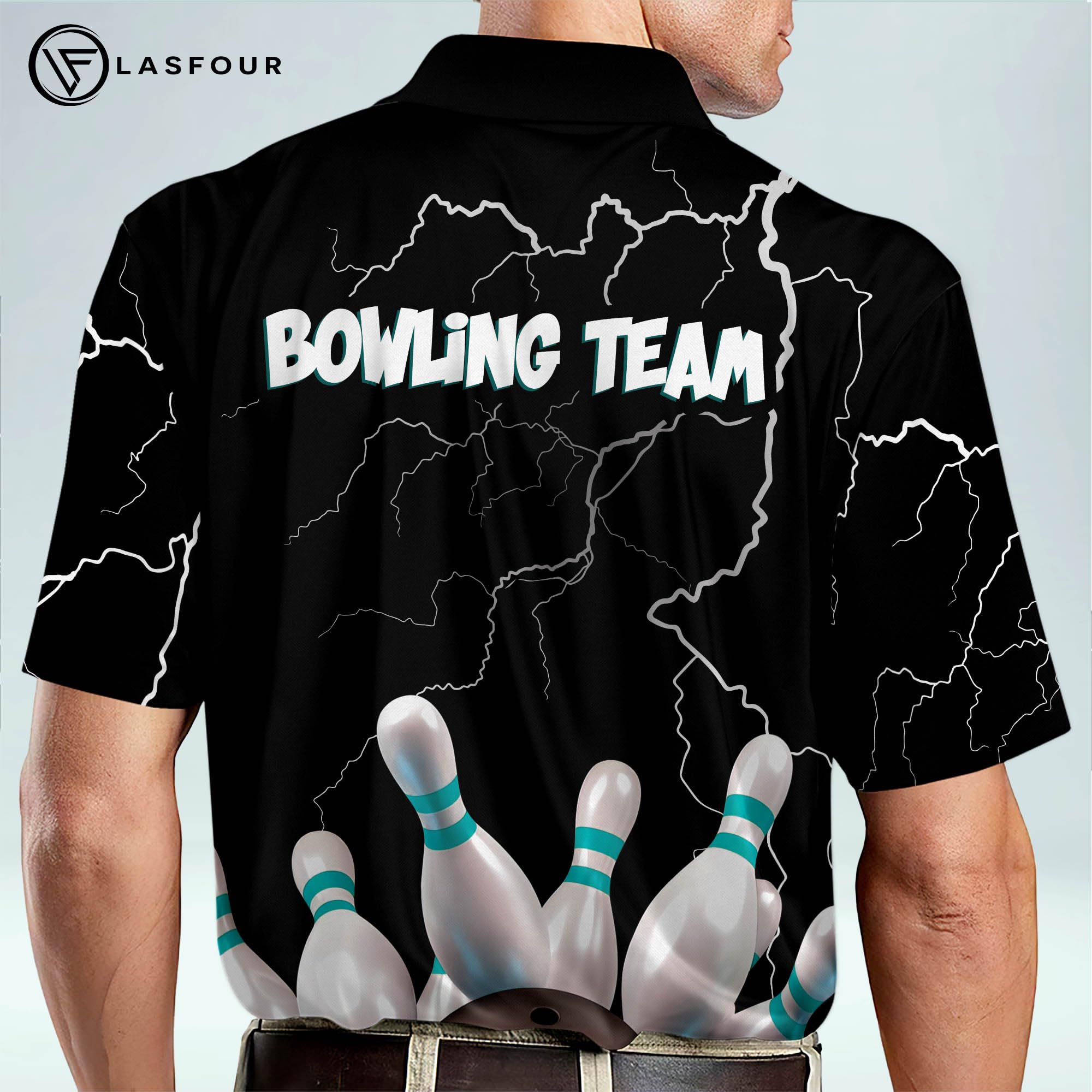 LASFOUR Custom Bowling Shirts for Men - Personalized Short Sleeve Team Shirts for Bowling Leagues & Tournaments - Perfect for Casual Wear & Bowling Parties
