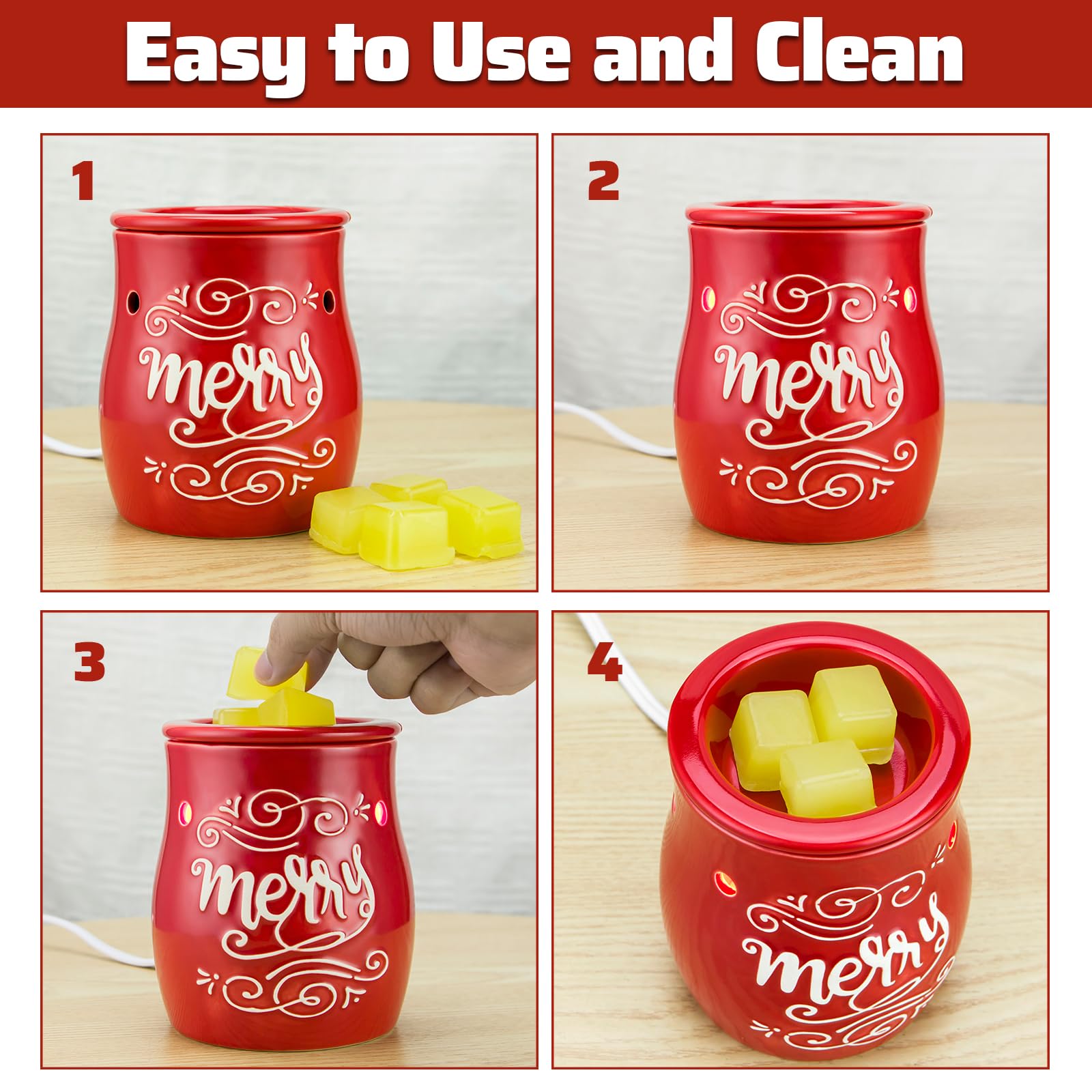 STAR MOON Christmas Wax Melt Warmer - Ceramic Candle Melter Burner for Scented Wax Cubes, Flameless & Smokeless Home Fragrance Diffuser - Perfect for Holiday Decor, Gifts & Aromatherapy Relaxation