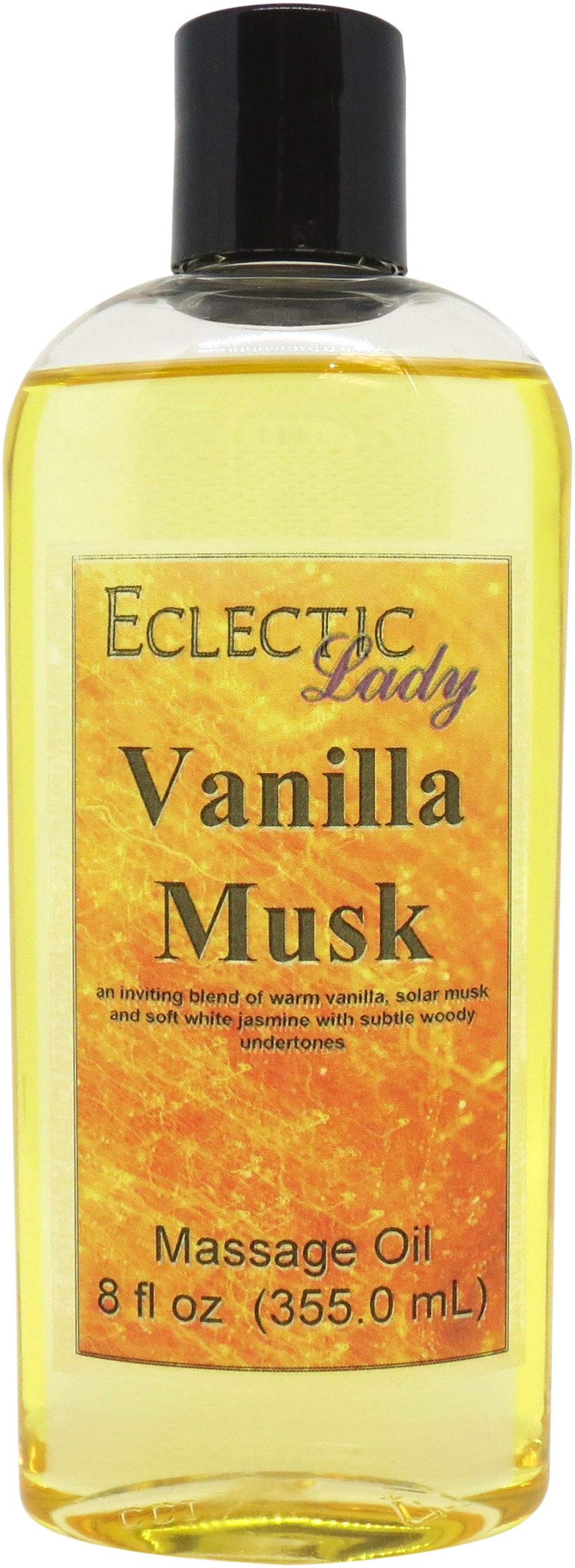 Vanilla Musk Massage Oil 8oz - Sweet Almond & Jojoba Oil Blend - Preservative Free Aromatherapy Massage Oil for Relaxation, Couples Massage & Spa Nights at Home