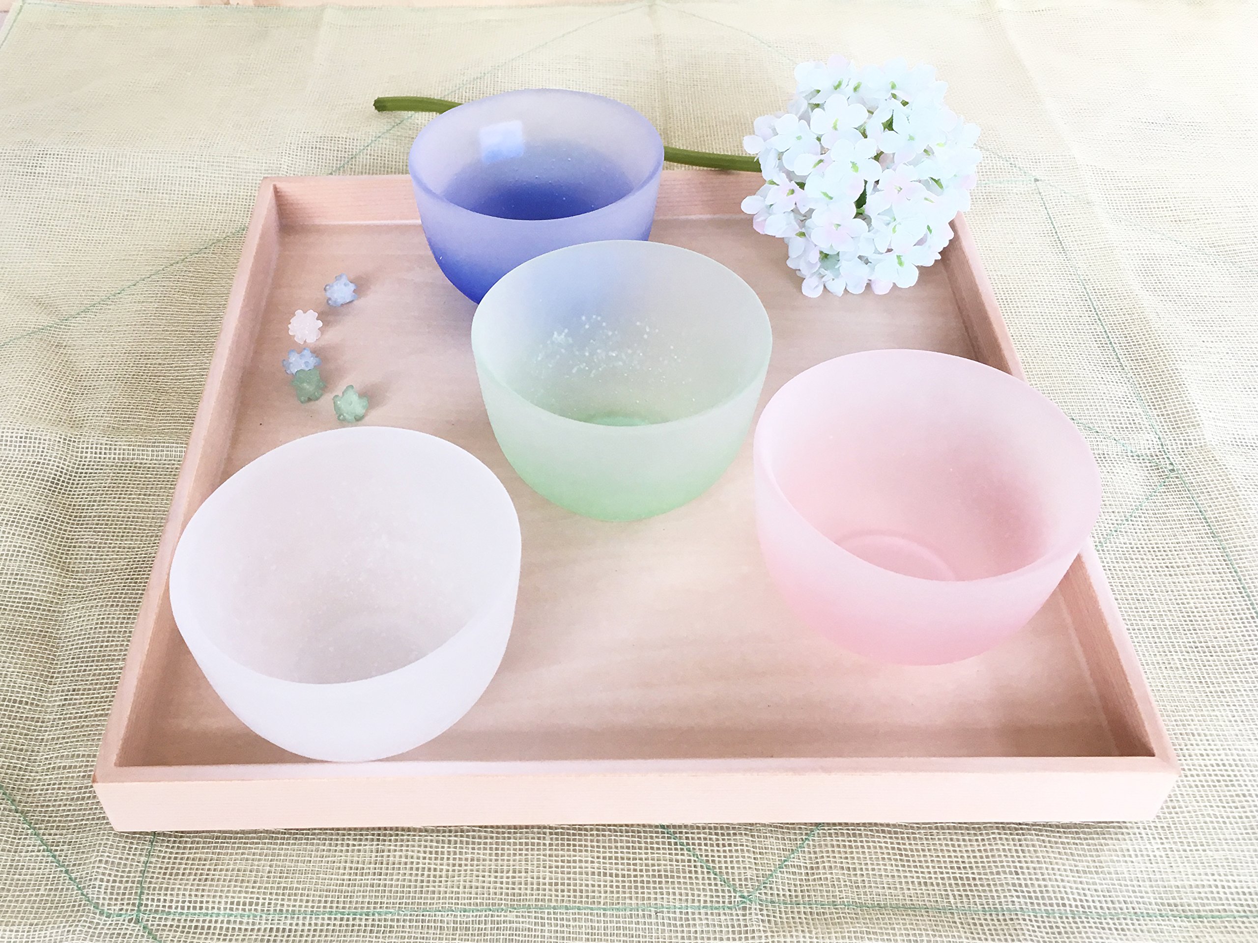 Hirota Glass Snowflake Tea Cup - 5.1oz Blue Cooling Glass for Iced Tea & Matcha