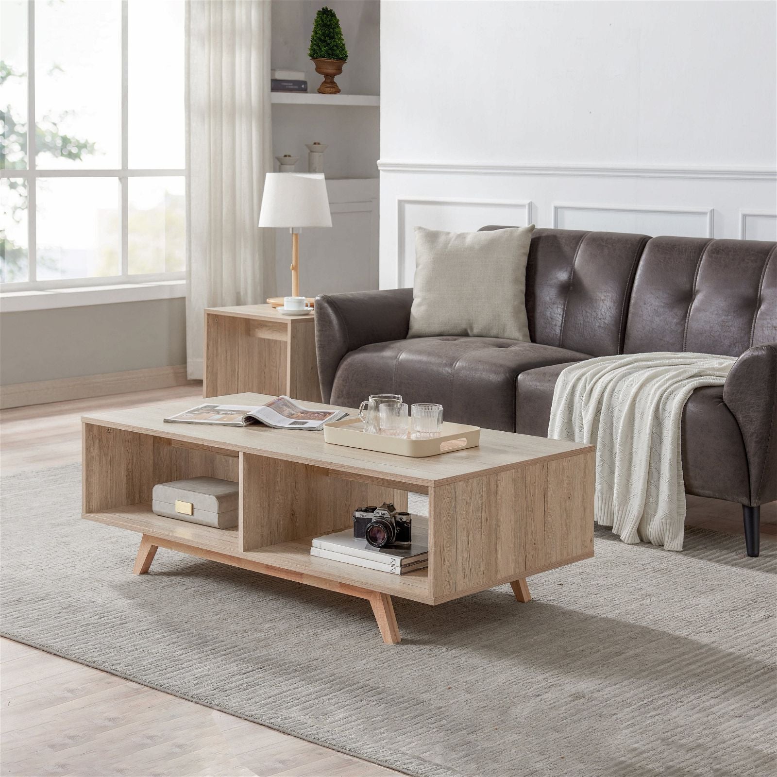 Tauris™ Metro Light Oak Coffee Table - Modern Living Room Furniture for Small Spaces & Apartments