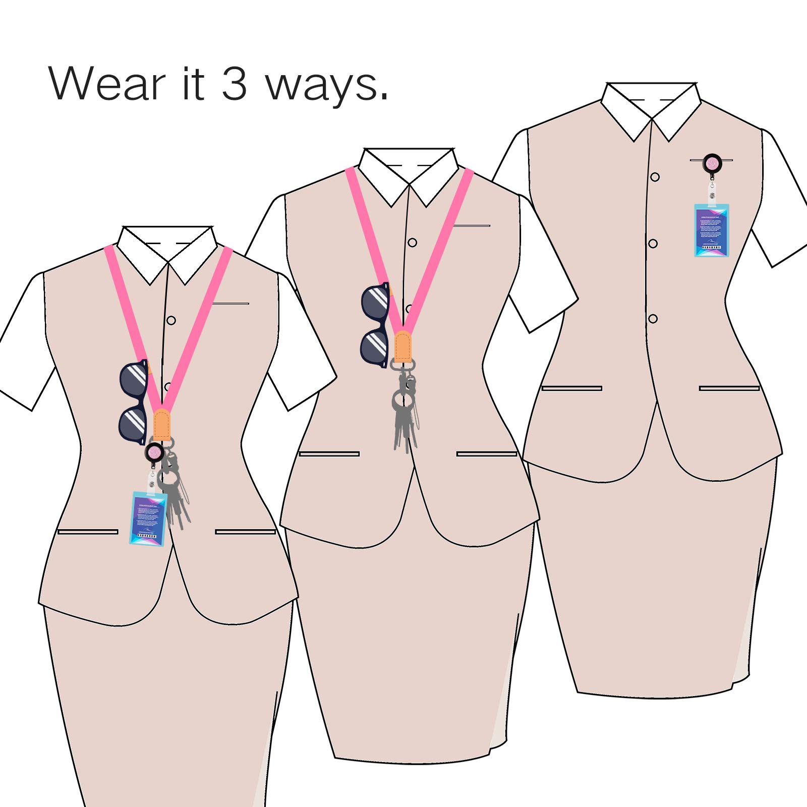 Cool Striped Lanyard for Men - Keychain & Badge Holder Combo for Work & Events