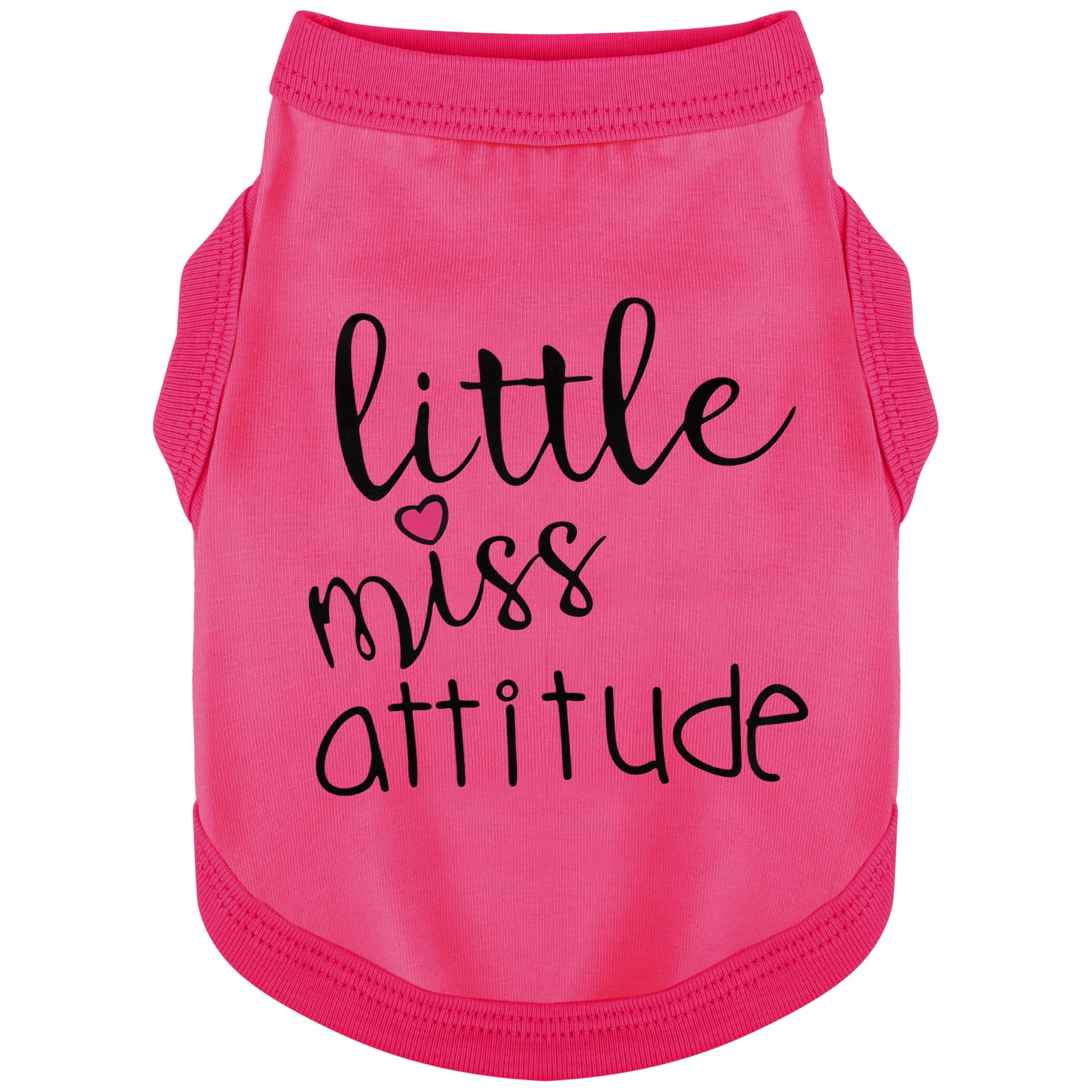 Little Miss Attitude Dog Clothes - Soft & Lightweight Pet Apparel with Slogan Print for Small & Medium Dogs (Rose Red) - Perfect for Daily Walks, Pet Parties & Instagram Photos