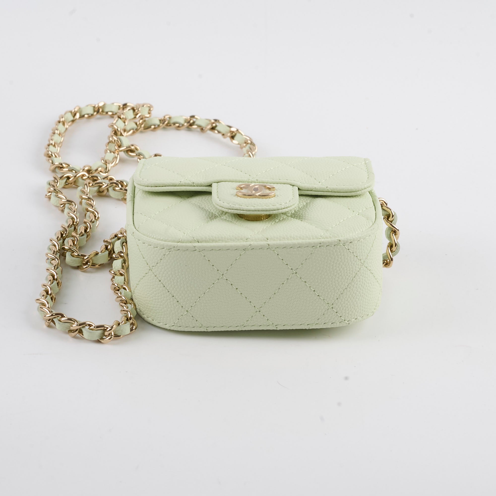 Chanel Caviar Mini Clutch With Chain Mint Green - Luxury Designer Crossbody Bag for Women | Perfect for Evening Parties, Date Nights & Special Occasions