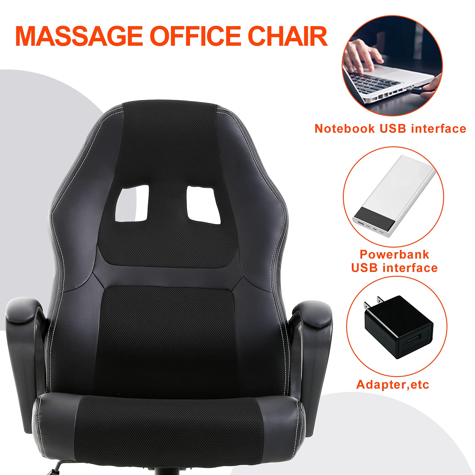 Ergonomic Gaming Chair with Lumbar Support & Headrest - PU Leather High Back PC Office Chair with Wheels for Adults - Perfect for Long Gaming Sessions & Home Office Work - Black