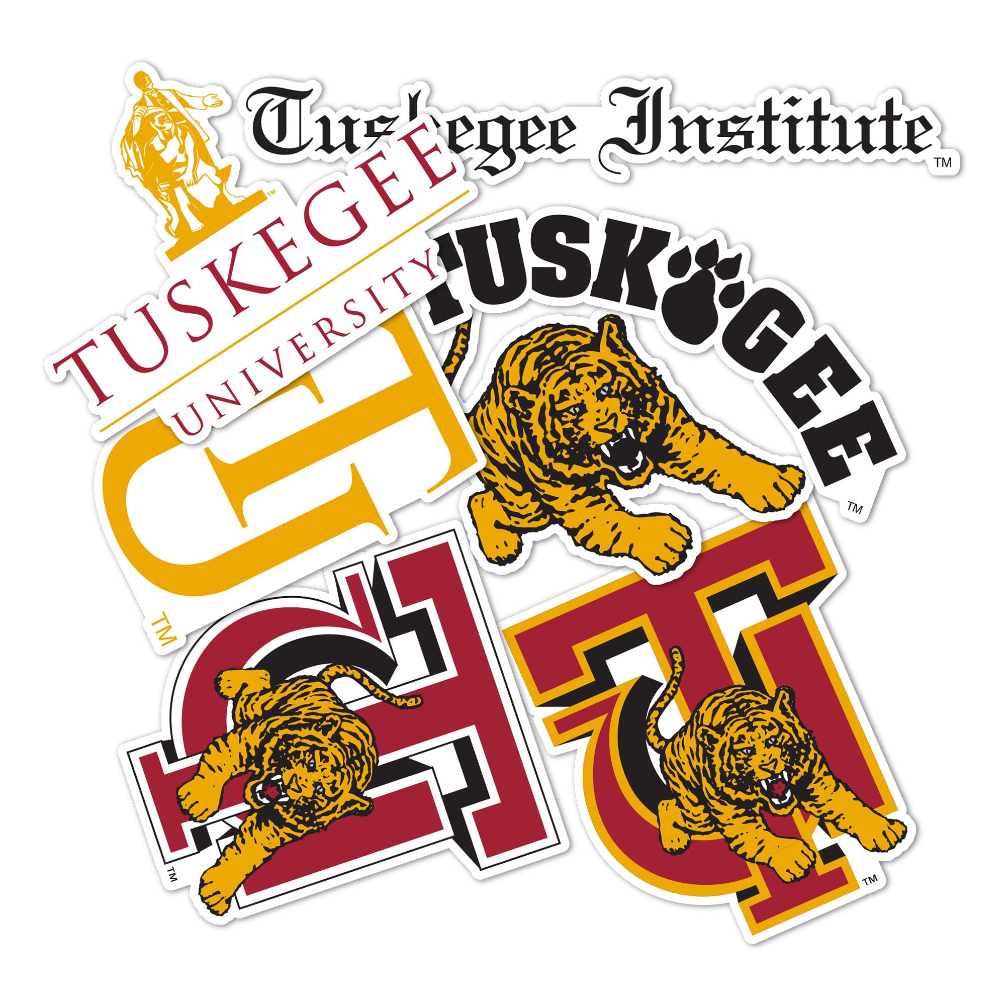 Tuskegee University NCAA Sticker Vinyl Decal - Durable Laptop, Water Bottle & Car Decal Set (Type 2 Sheet) - Perfect for College Fans, School Spirit & DIY Scrapbooking Projects