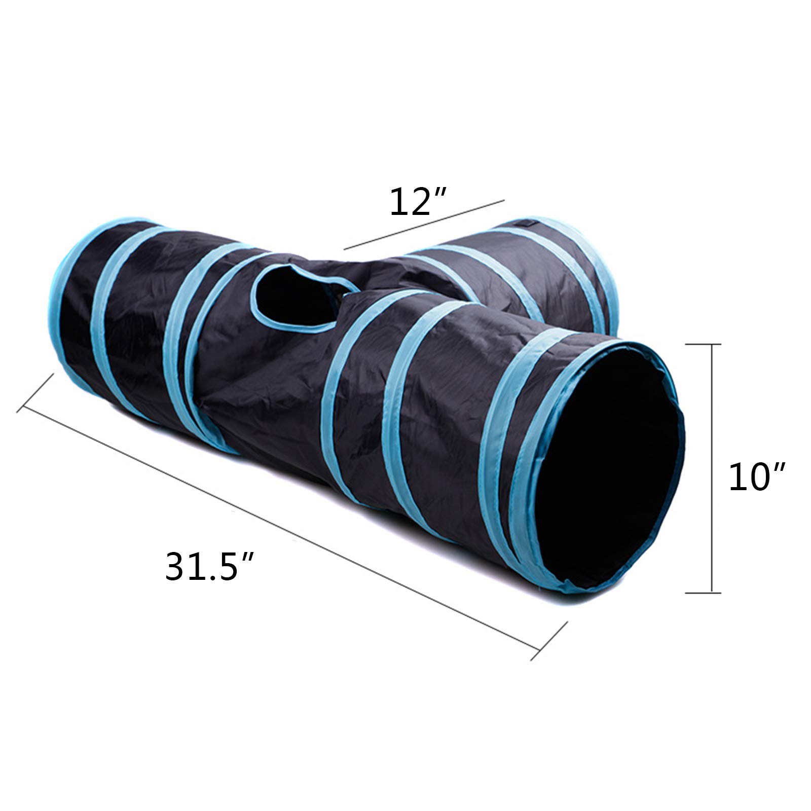 iCAGY Cat Tunnels for Indoor Cats - Interactive Rabbit Tunnel Toy for Kittens, Puppies & Small Pets - Crinkle Collapsible Pop-Up 3-Way Play Tunnel (Black) - Perfect for Playtime, Exercise & Hide-and-Seek Games