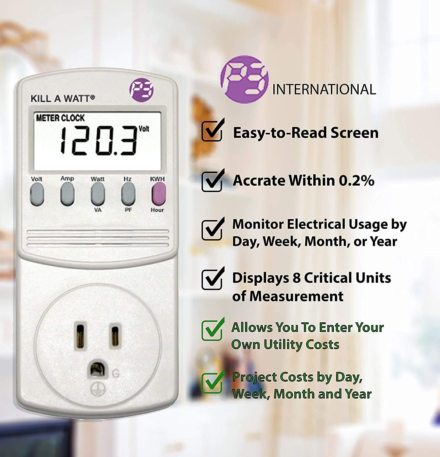 P3 International P4460 Kill A Watt EZ Electricity Usage Monitor - 3 Pack, Grey - Track Home & Office Energy Consumption for Appliances, Electronics & Power Strips