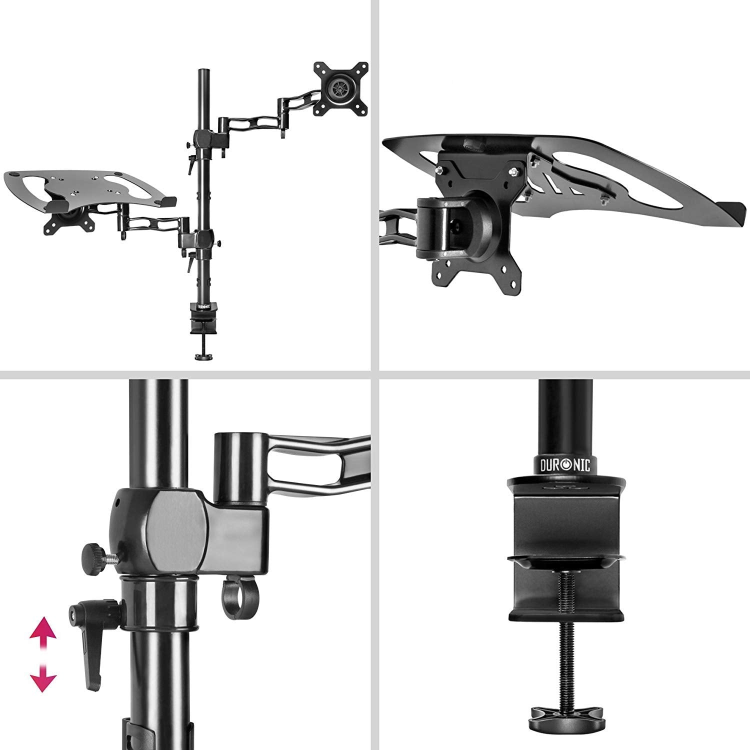 Duronic DM35L1X1 Dual Monitor Arm Stand - Adjustable Laptop & PC Screen Mount for 13-27