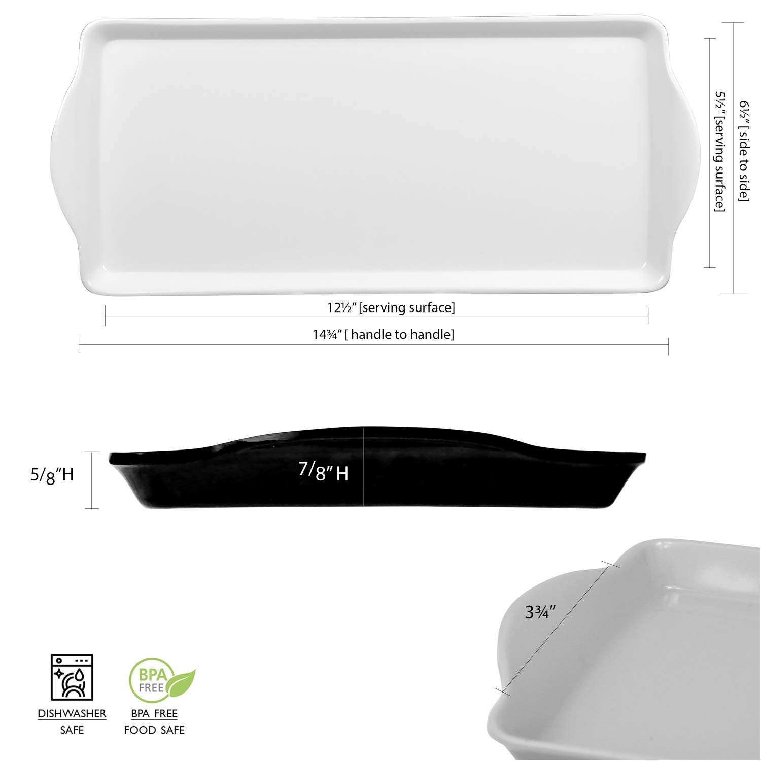 Reston Lloyd Corelle Coordinates Melamine Serving Tray - Durable & Stylish Tidbit Tray for Parties, Entertaining & Home Decor | Perfect for Appetizers, Snacks & Desserts