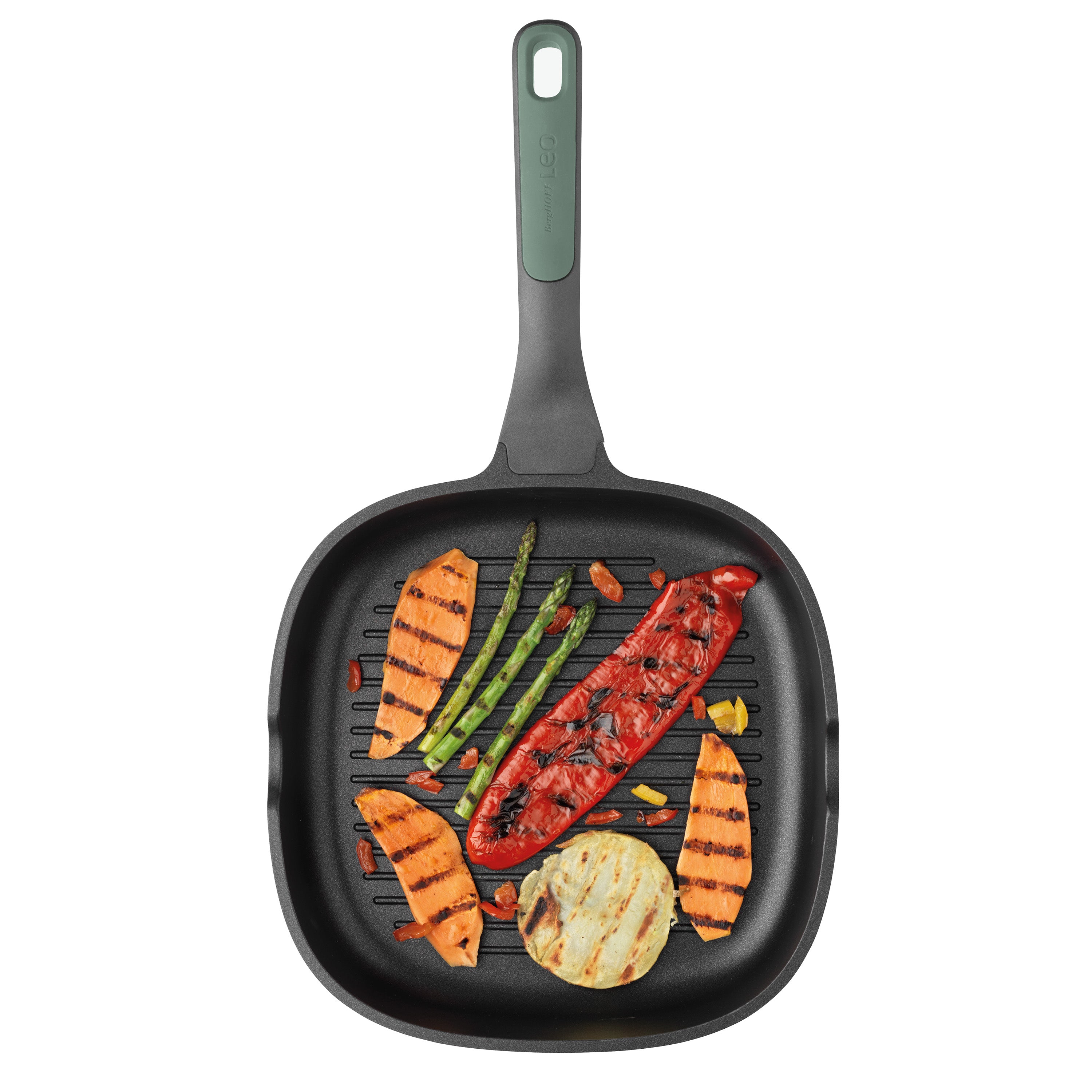 BergHOFF Forest 10.25 Inch Non-Stick Cast Aluminum Grill Pan for Stovetop & Oven - Perfect for Steaks, Burgers & Vegetables