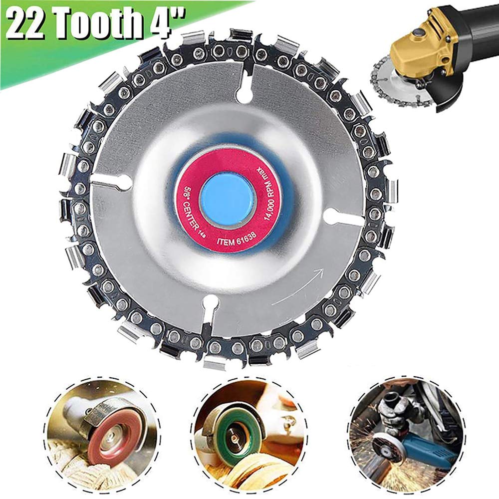 Firya 4-Inch Wood Carving Disc for Angle Grinder - 22 Tooth Double Saw Teeth Chain for Power Cutting, Curving & Shaping - Ideal for DIY Woodworking, Furniture Making & Craft Projects