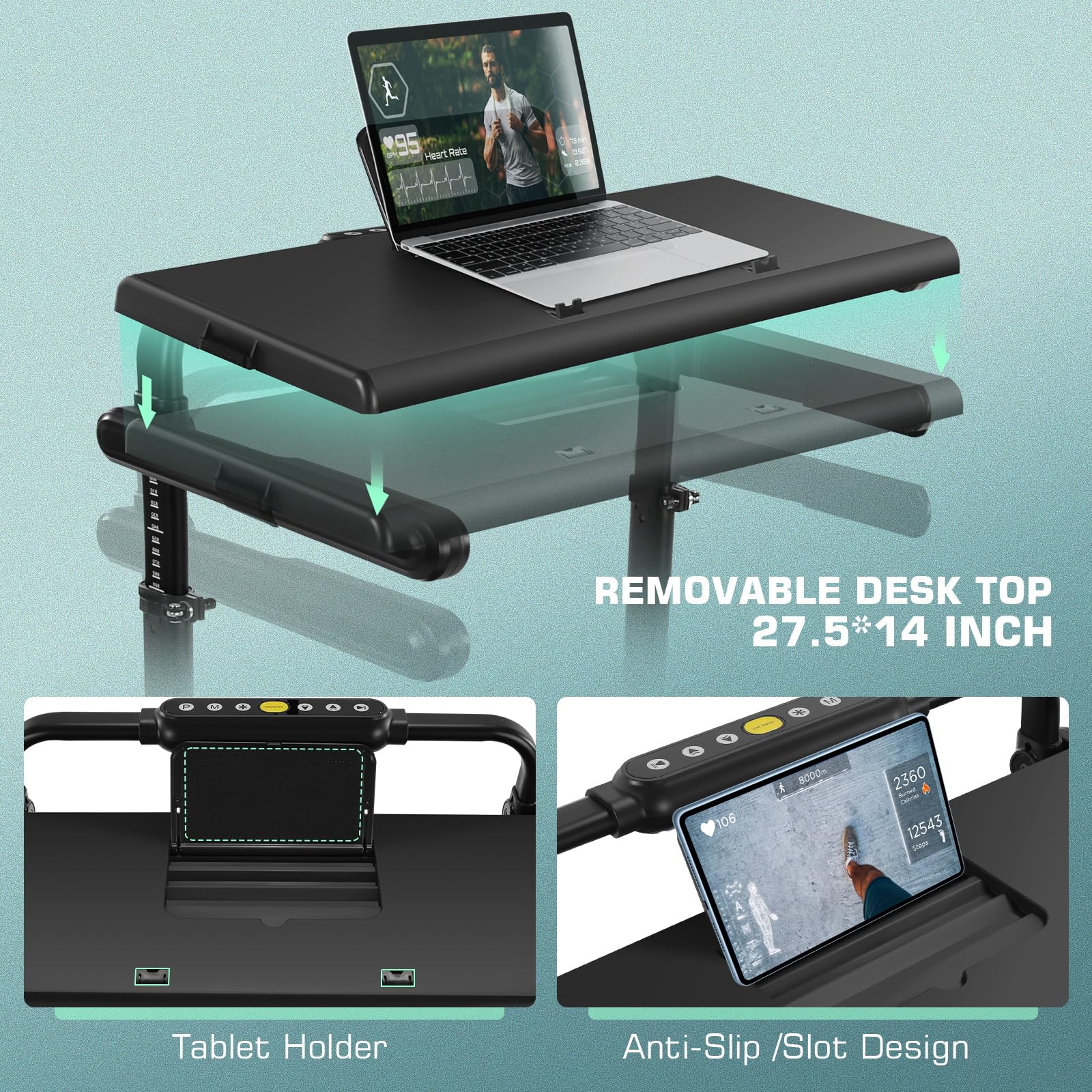 ANCHEER 4-in-1 Under Desk Treadmill with Incline & Adjustable Height - Foldable Walking Pad for Home Office, 300lbs Capacity, 3 Control Modes, No Installation Needed - Perfect for Small Spaces, Work from Home & Apartment Workouts