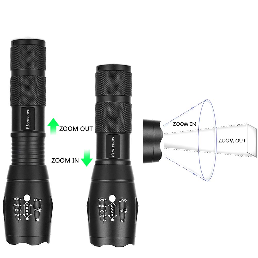 Green LED Hunting Flashlight - Zoomable, Waterproof & Shockproof Handheld Light for Night Hunting, Fishing, Hog, Pig, Coyote, Varmint & Predator Hunting - Perfect for Rifle Mounting & Outdoor Adventures (2 Pack)