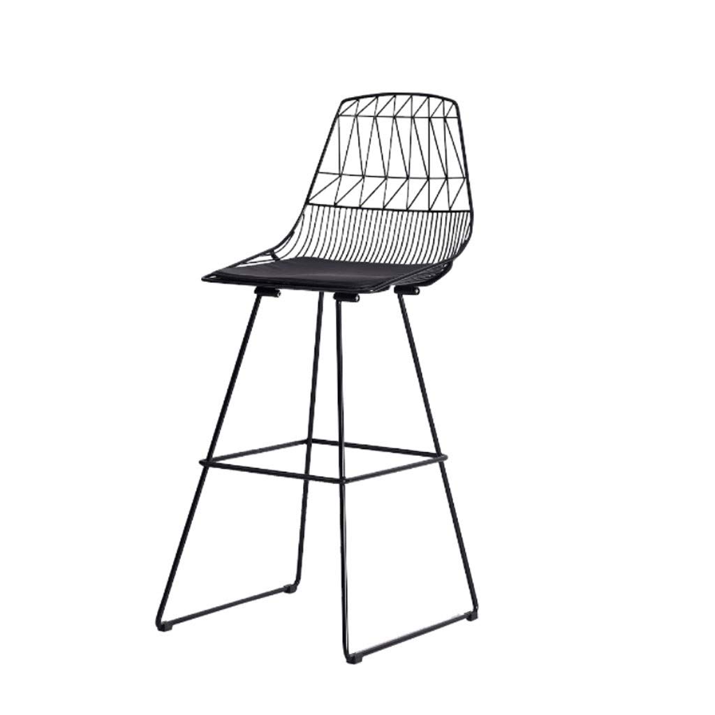 Modern Black Metal Bar Stools with Simple Backrest - Adjustable Height Multifunctional Kitchen & Coffee Lounge Stools for Home, Cafe & Office Use