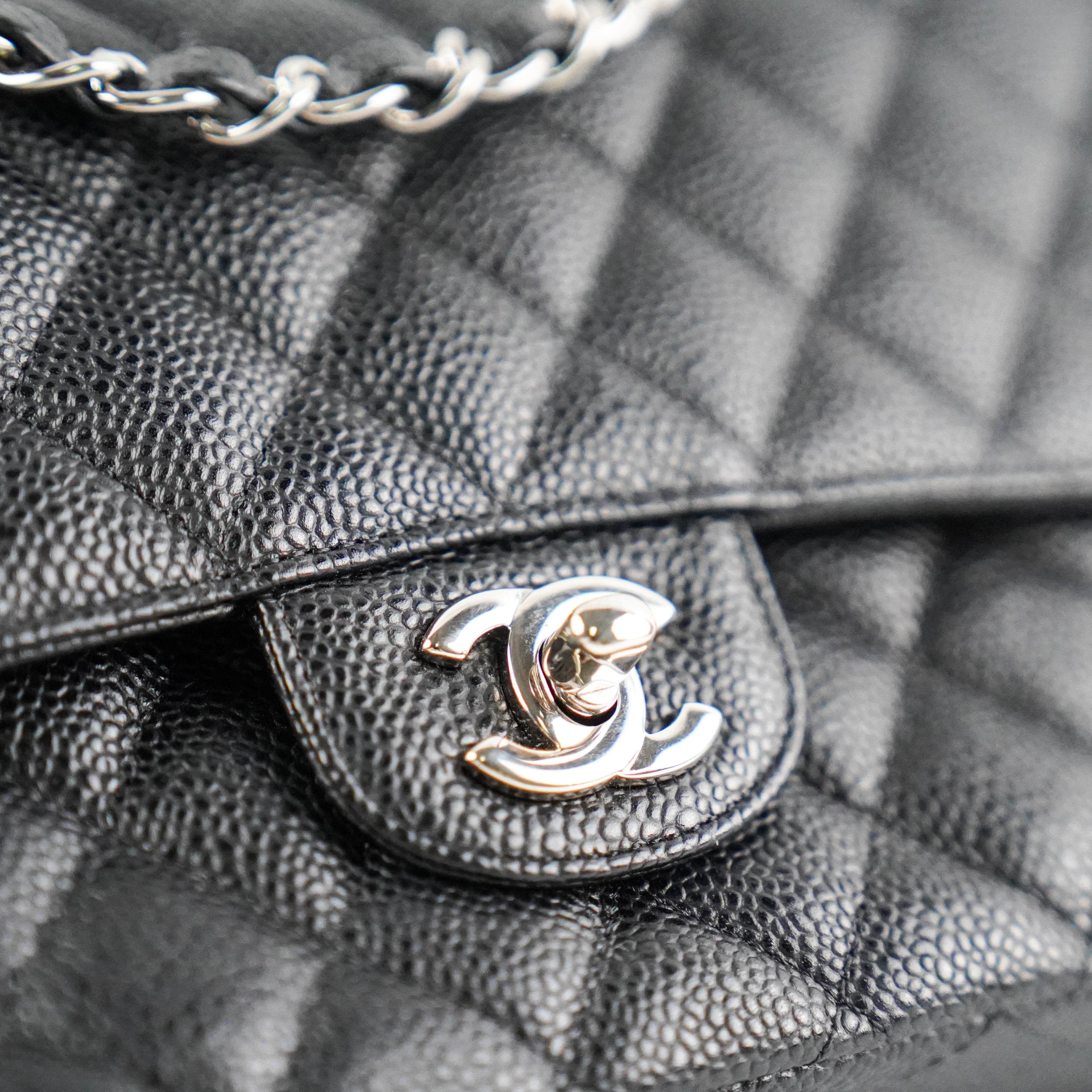Chanel Medium/Large Double Classic Flap Bag in Black Caviar Leather - Luxury Designer Handbag for Women, Perfect for Work, Evening Events & Special Occasions