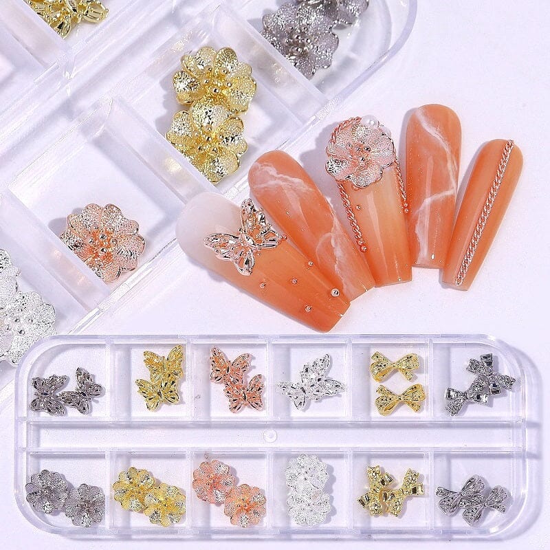 3D Nail Art Decoration Charms Tray - DIY Nail Design Accessories for Professional & Home Manicure, Salon & Party Use