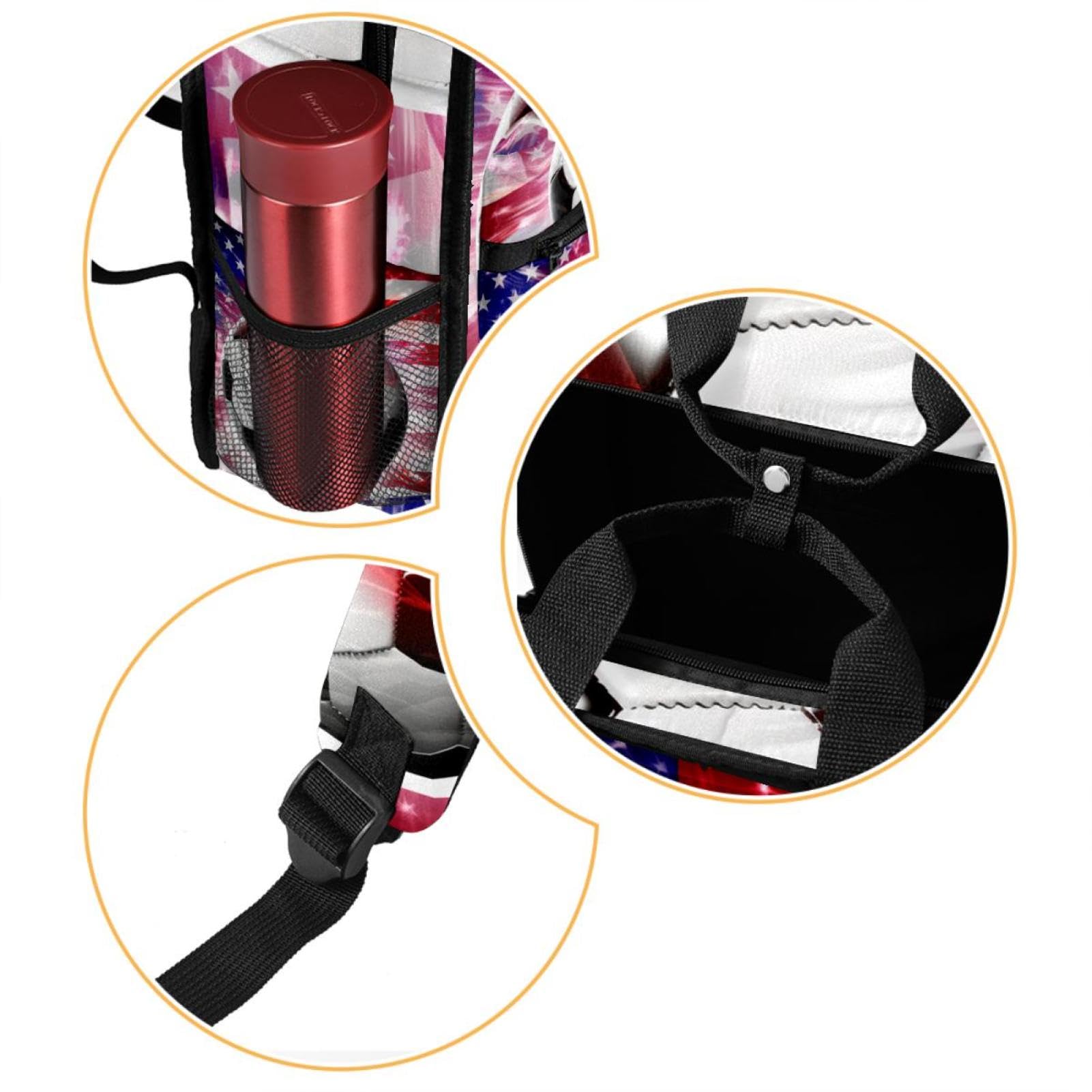 Men's & Women's Travel Backpack with American Flag & Football Design - Durable Carry-On Backpack for College, Hiking, Gym & Outdoor Adventures